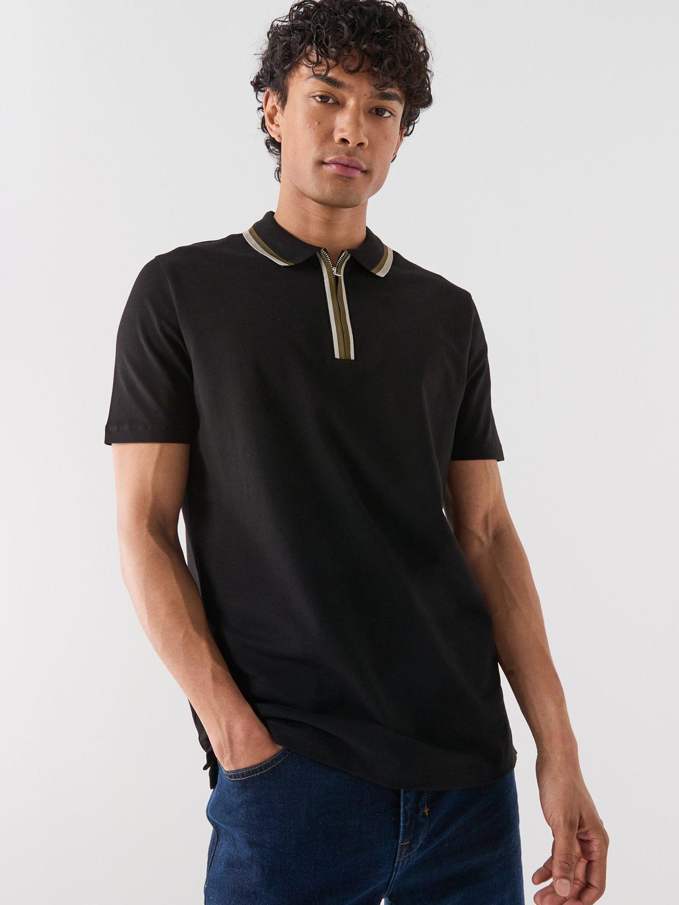 Ps Paul Smith Regular Fit Zip Zip Placket Polo Shirt - Black
