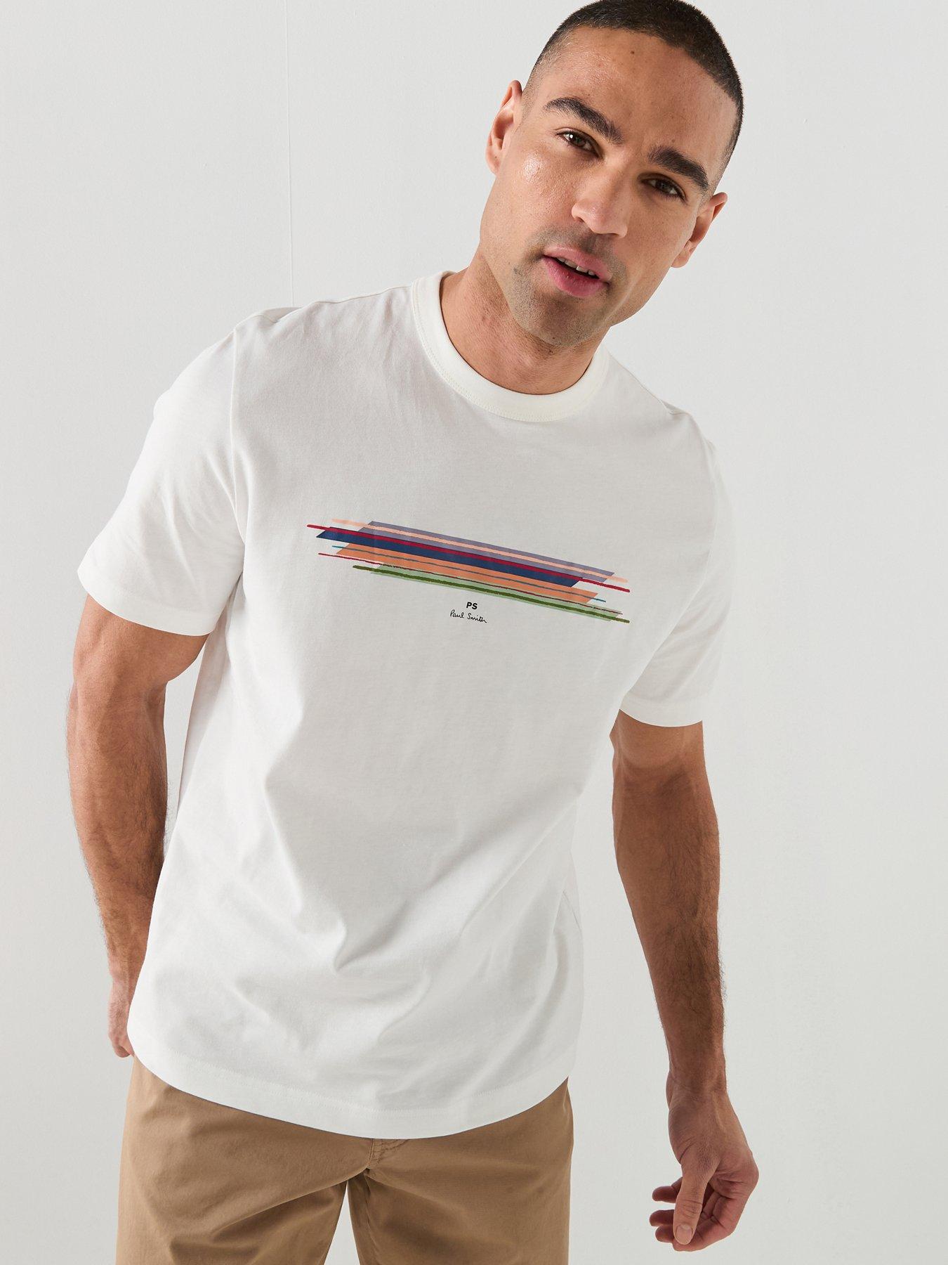 Image 1 of 5 of PS PAUL SMITH Regular Fit Stripe Graphic T-shirt - White