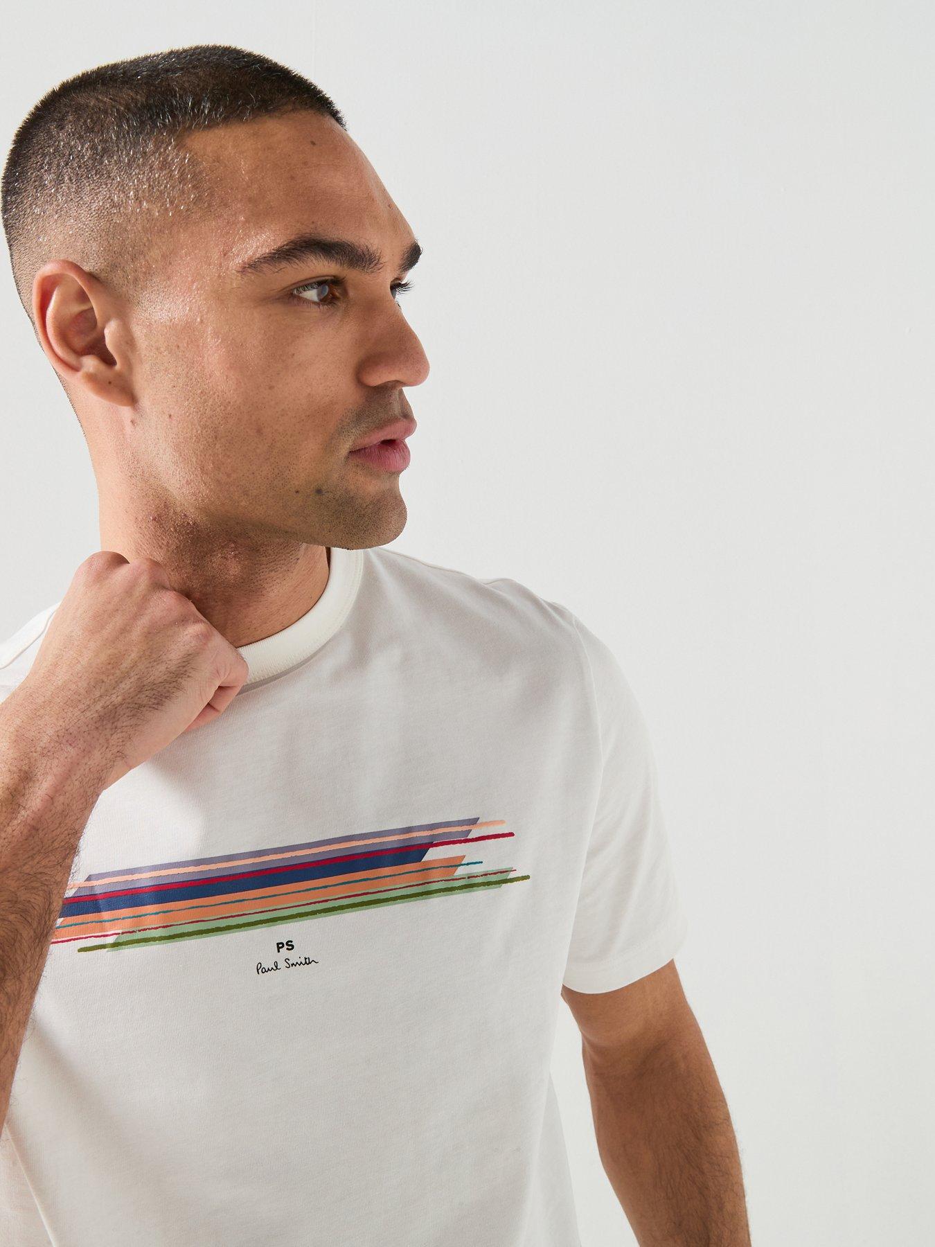 Image 5 of 5 of PS PAUL SMITH Regular Fit Stripe Graphic T-shirt - White