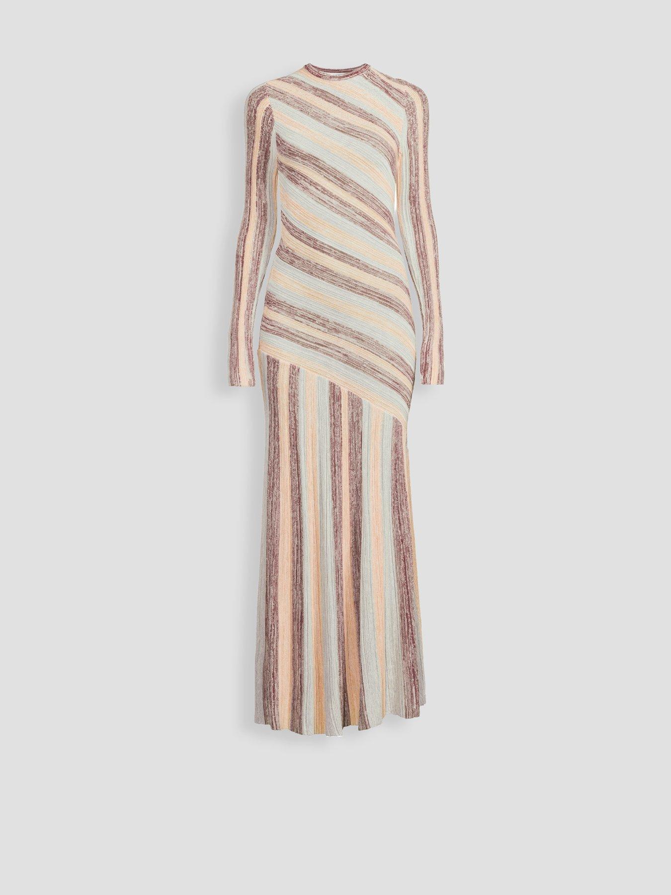 Michelle Keegan Asymmetric Stripe Knitted Maxi Dress - Multi | Very