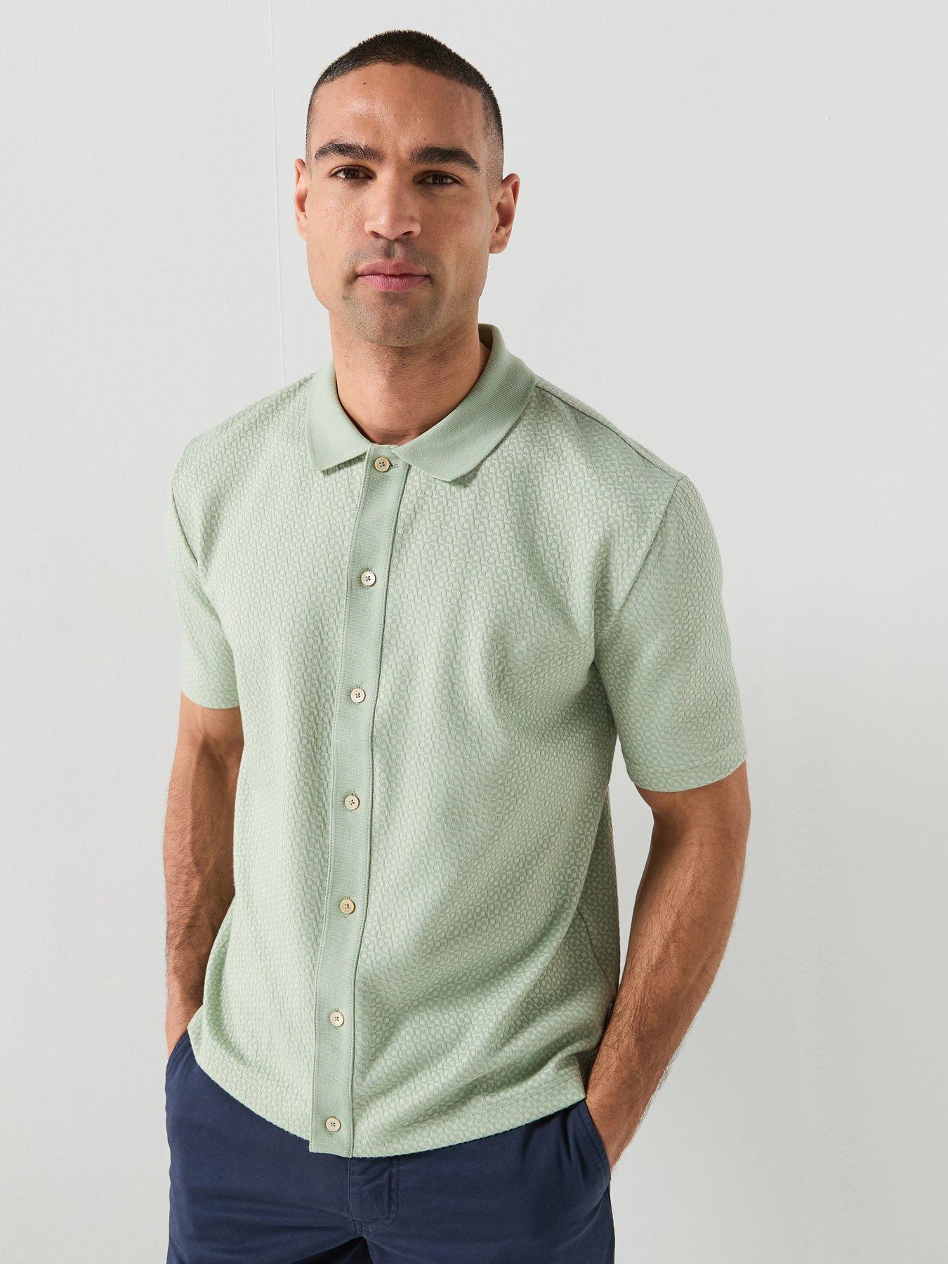 PS PAUL SMITH Regular Fit Button Front Polo Shirt - Light Green