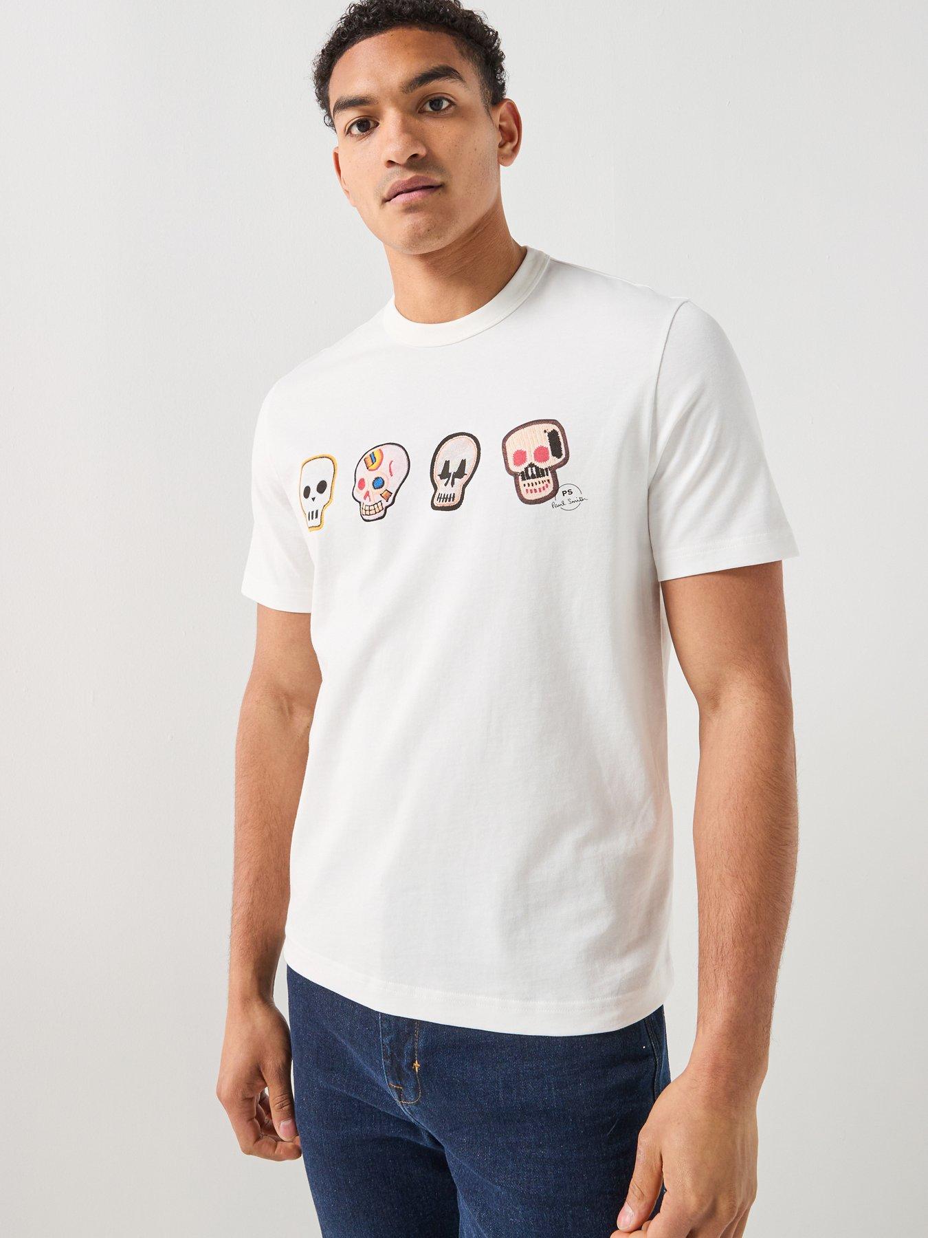 PS PAUL SMITH Skulls Graphic T-Shirt, White, Size L, Men