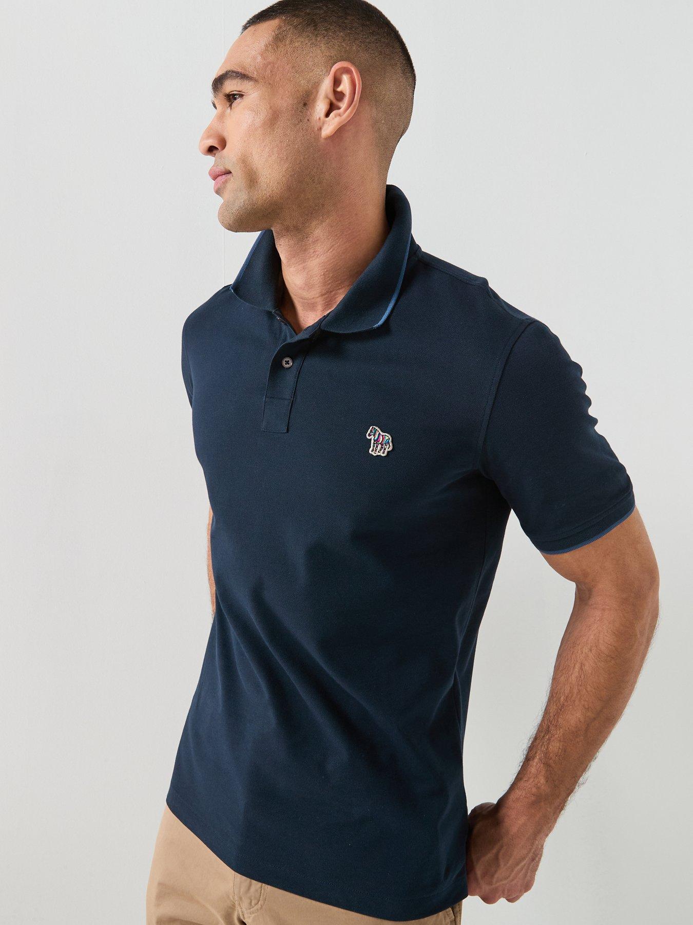 PS PAUL SMITH Regular Fit Zebra Tipped Short Sleeve Polo Shirt - Black