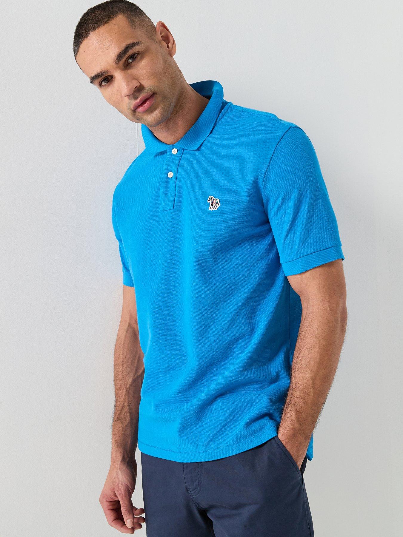 PS PAUL SMITH Ps Paul Smith Regular Fit Zebra Short Sleeve Polo Shirt - Blue