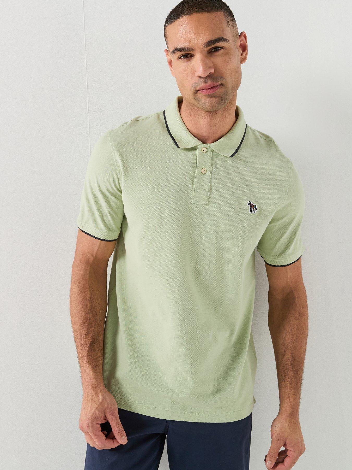 PS PAUL SMITH Regular Fit Zebra Tipped Short Sleeve Polo Shirt - Light Green