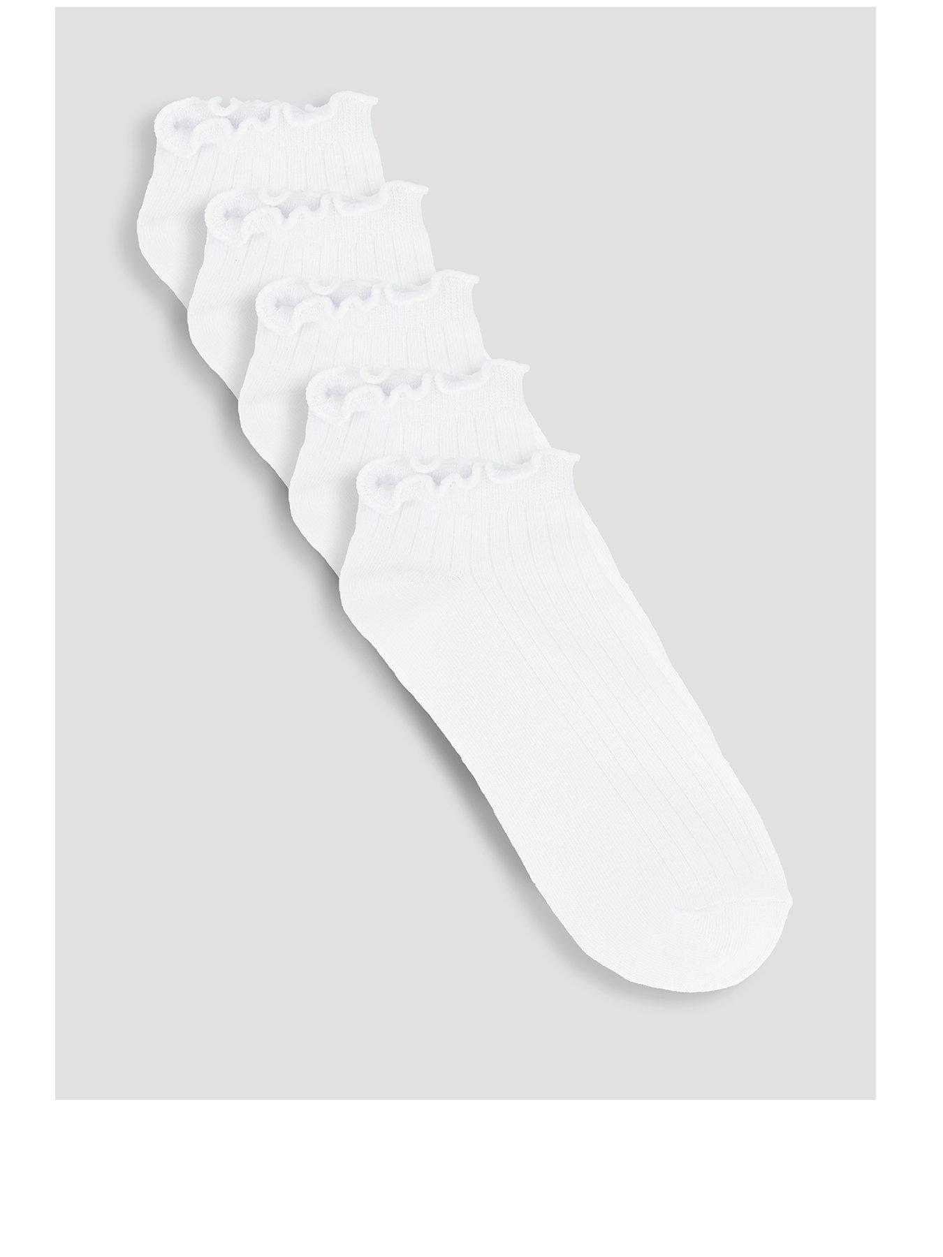 The Very Collection 5pk Frill Edge White Trainer Liner Socks