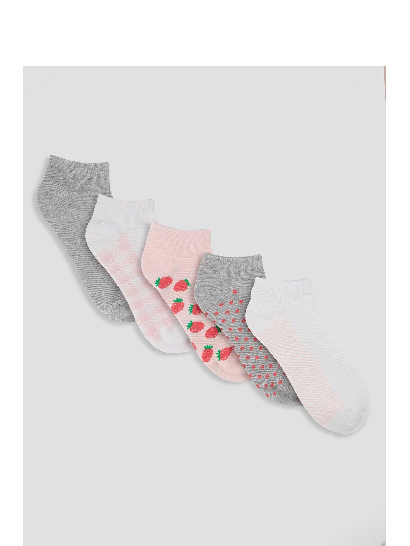 The Very Collection 5 Pack Strawberry, Check And Polka Dot Trainer Liner Socks - Multi