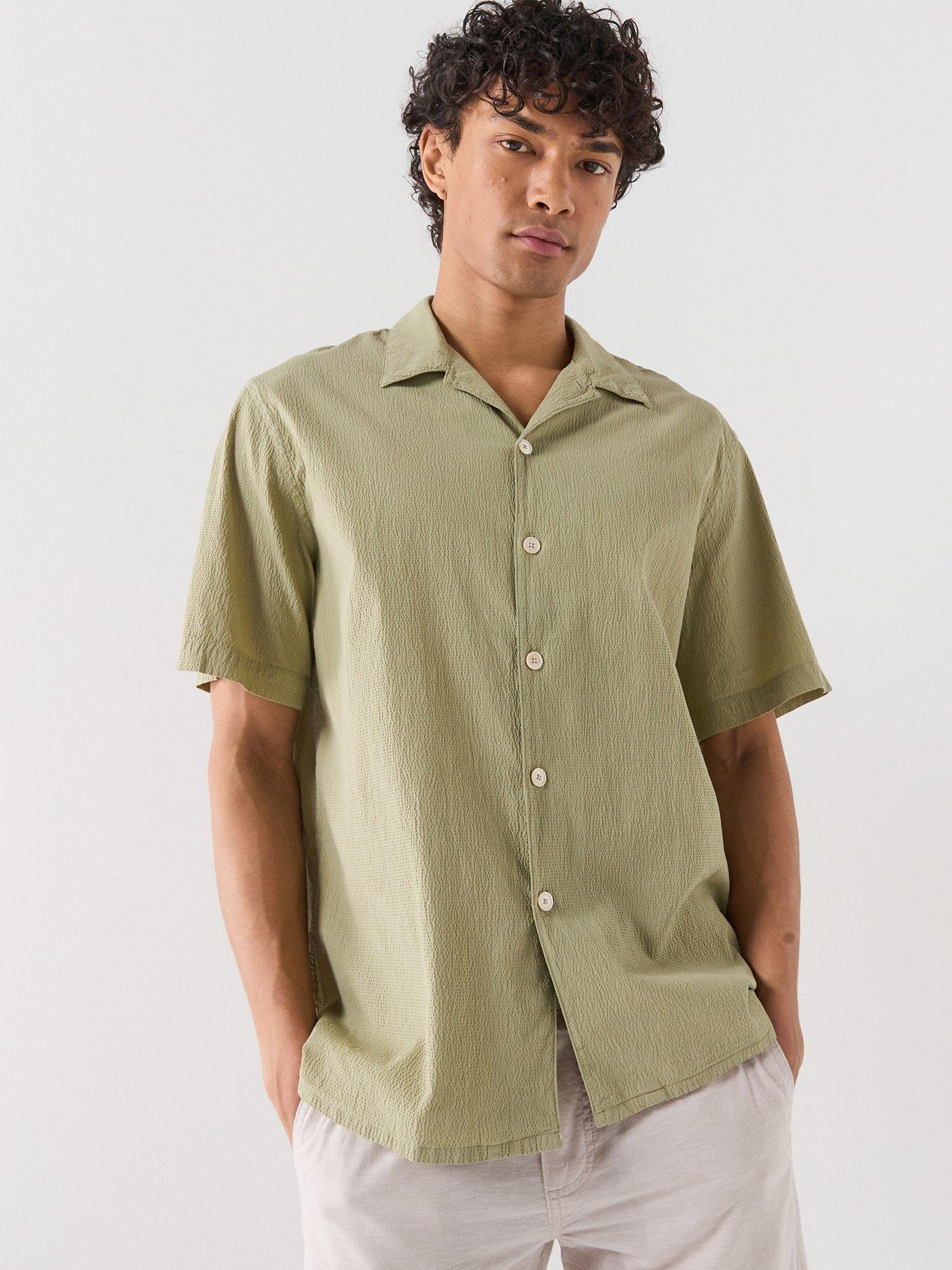 PS PAUL SMITH Casual Fit Cuban Collar Short Sleeve Shirt - Light Green