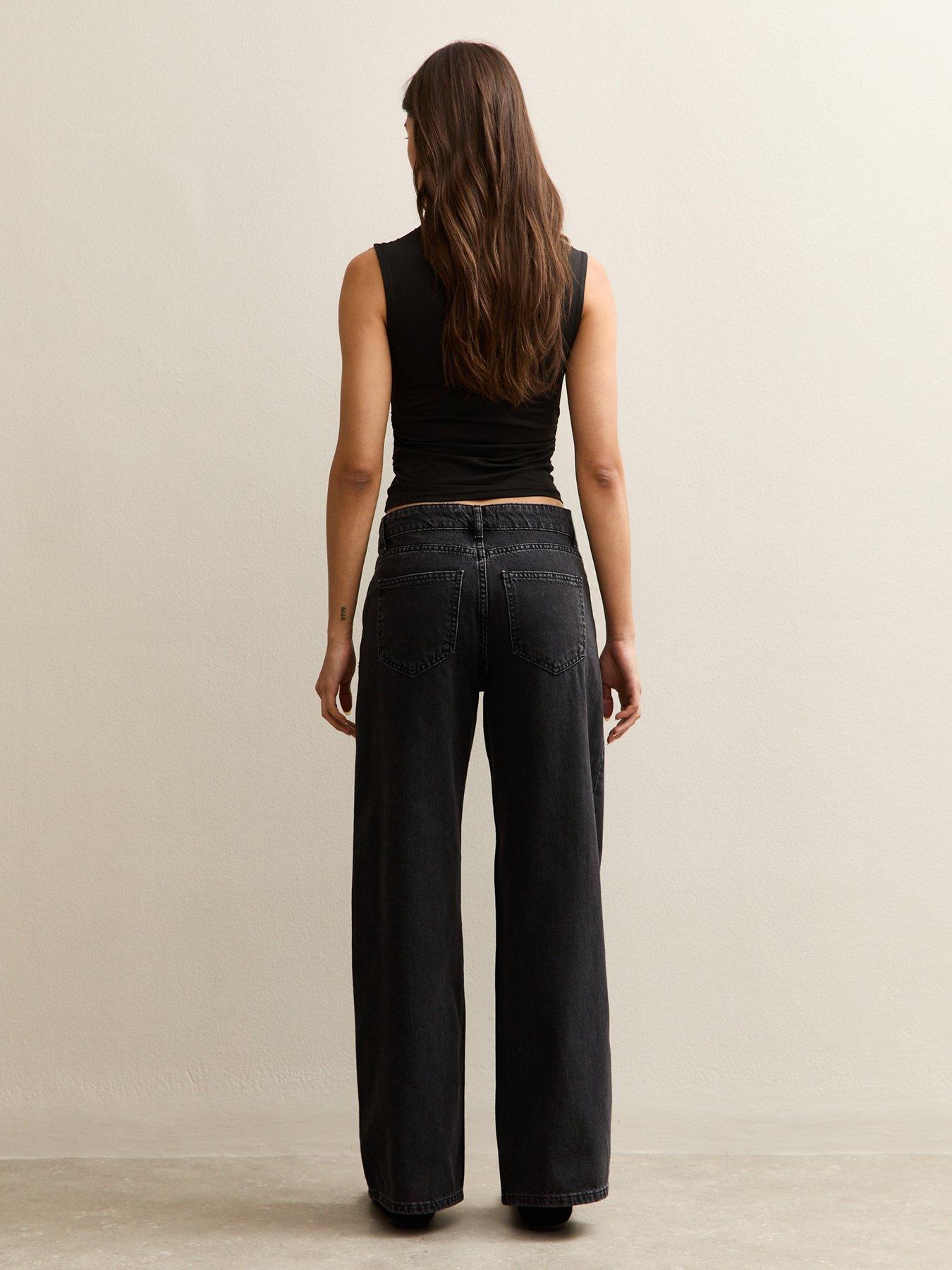 New Look Black Low Rise Wide Leg Jeans | Very