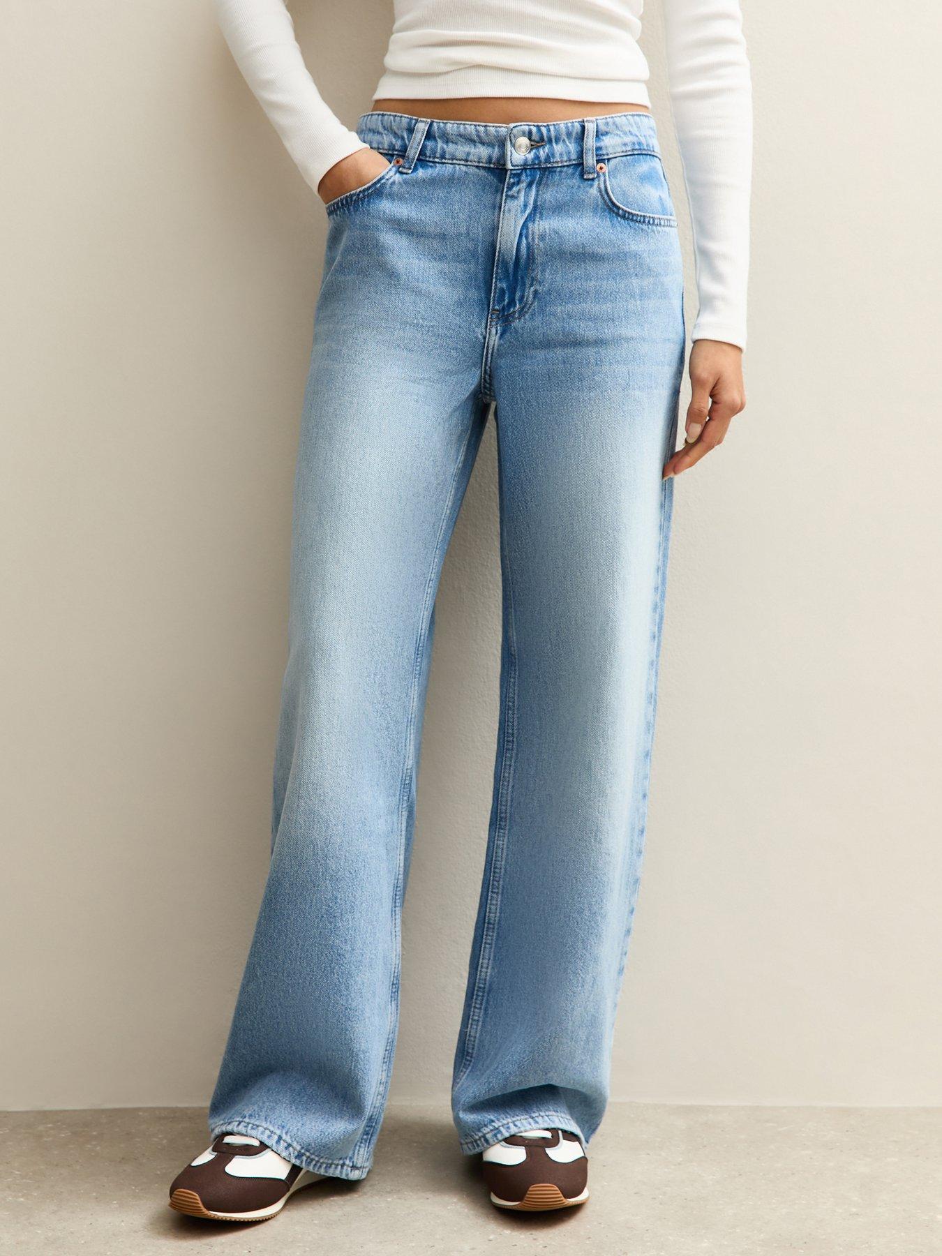 New Look Mid Blue Low Rise Wide Leg Jeans | Very