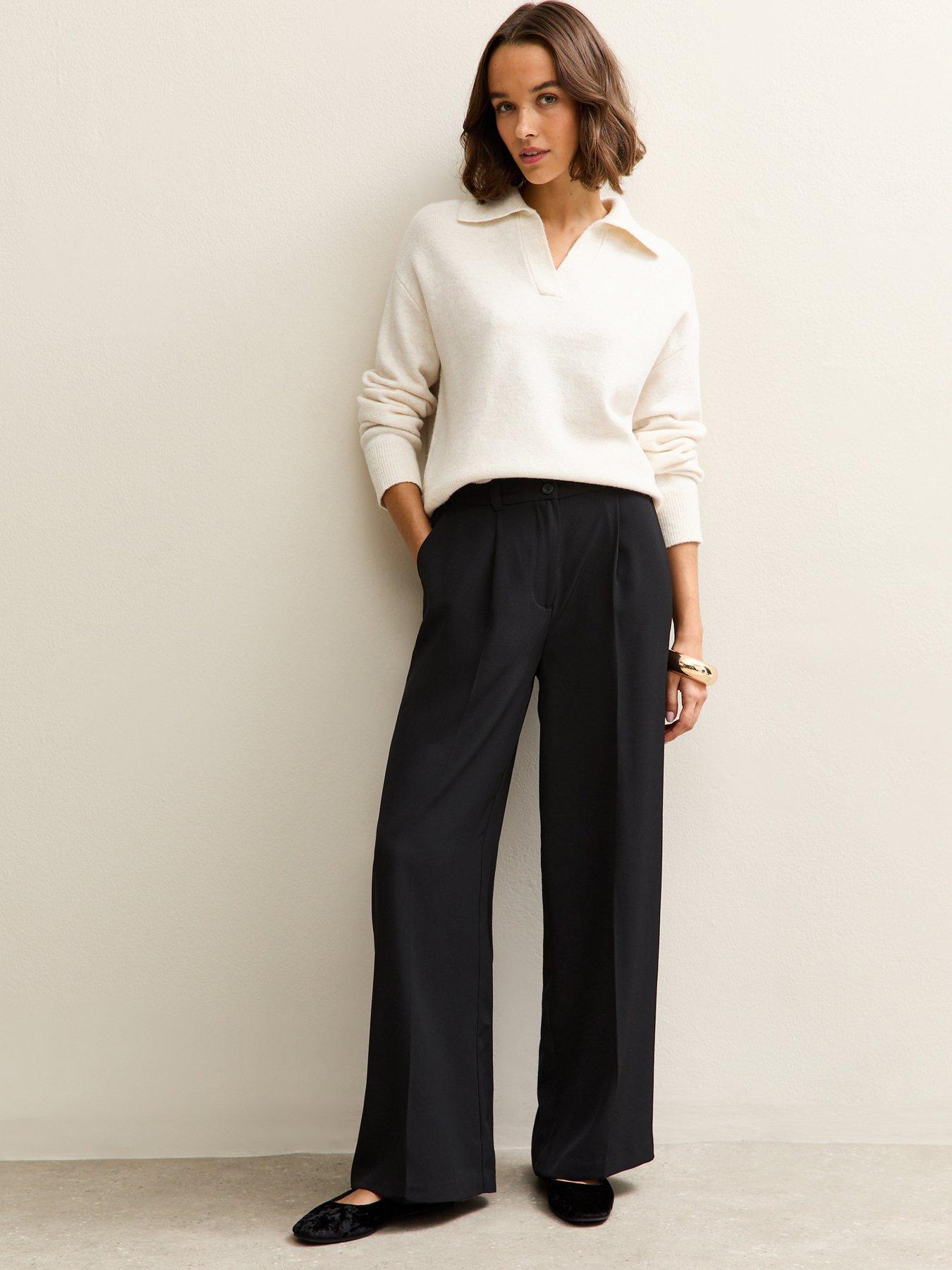 New Look Tailored Wide Leg Trousers - Black