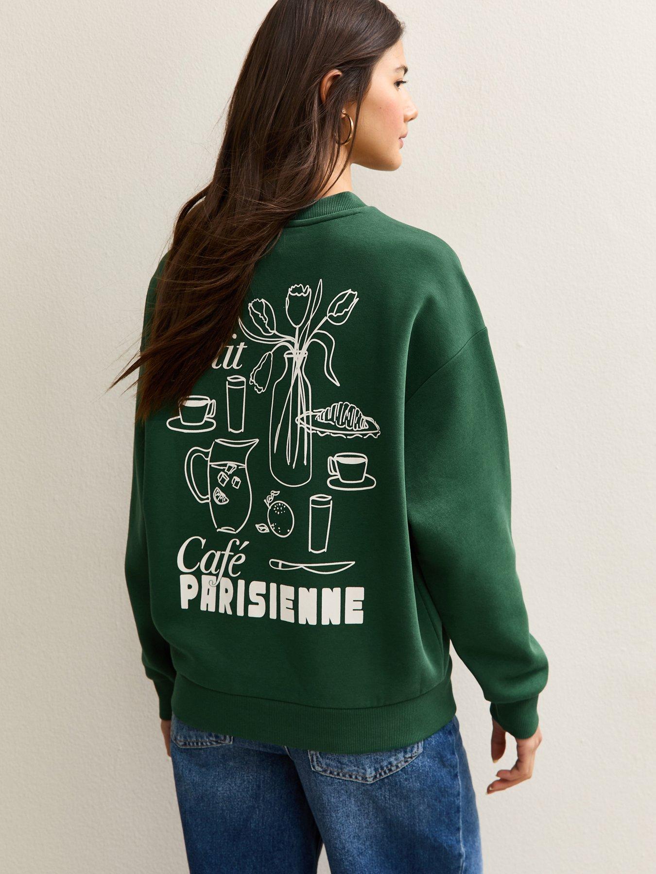 New Look Green Le Petit Cafe Logo Print Sweatshirt