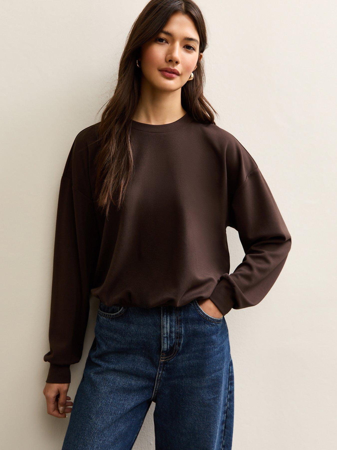 New Look Dark Brown Bubble Hem Sweatshirt | Very