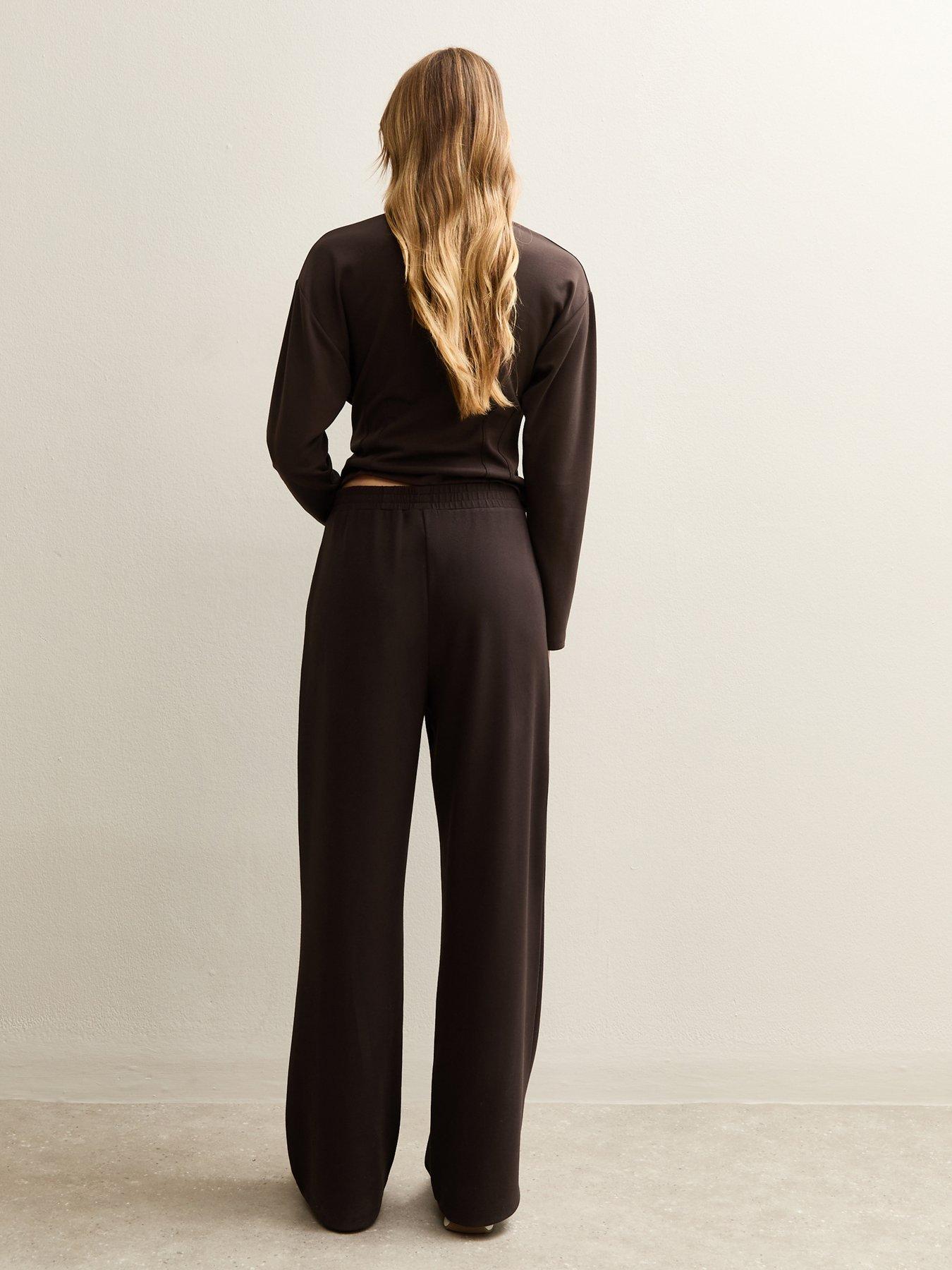 Image 2 of 6 of New Look Soft Touch Front Seam Joggers - Brown