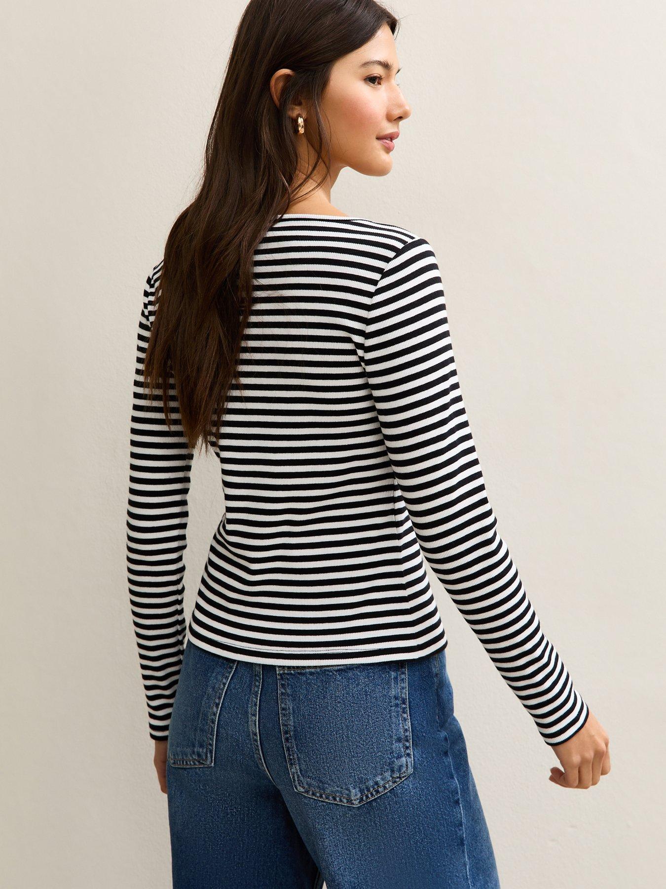 Image 2 of 5 of New Look Black Striped Button Up Long Sleeve Top