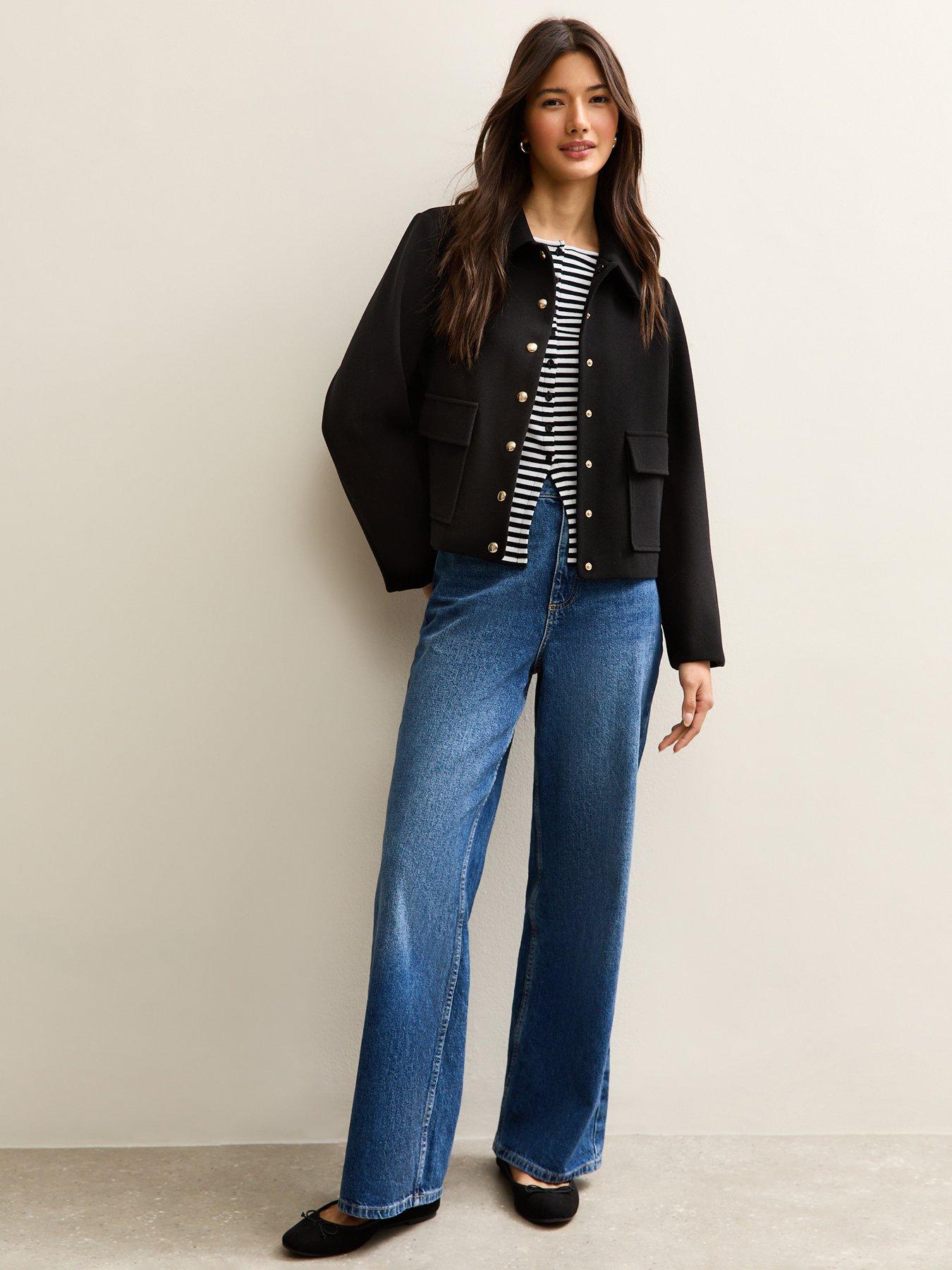 Image 3 of 5 of New Look Black Striped Button Up Long Sleeve Top