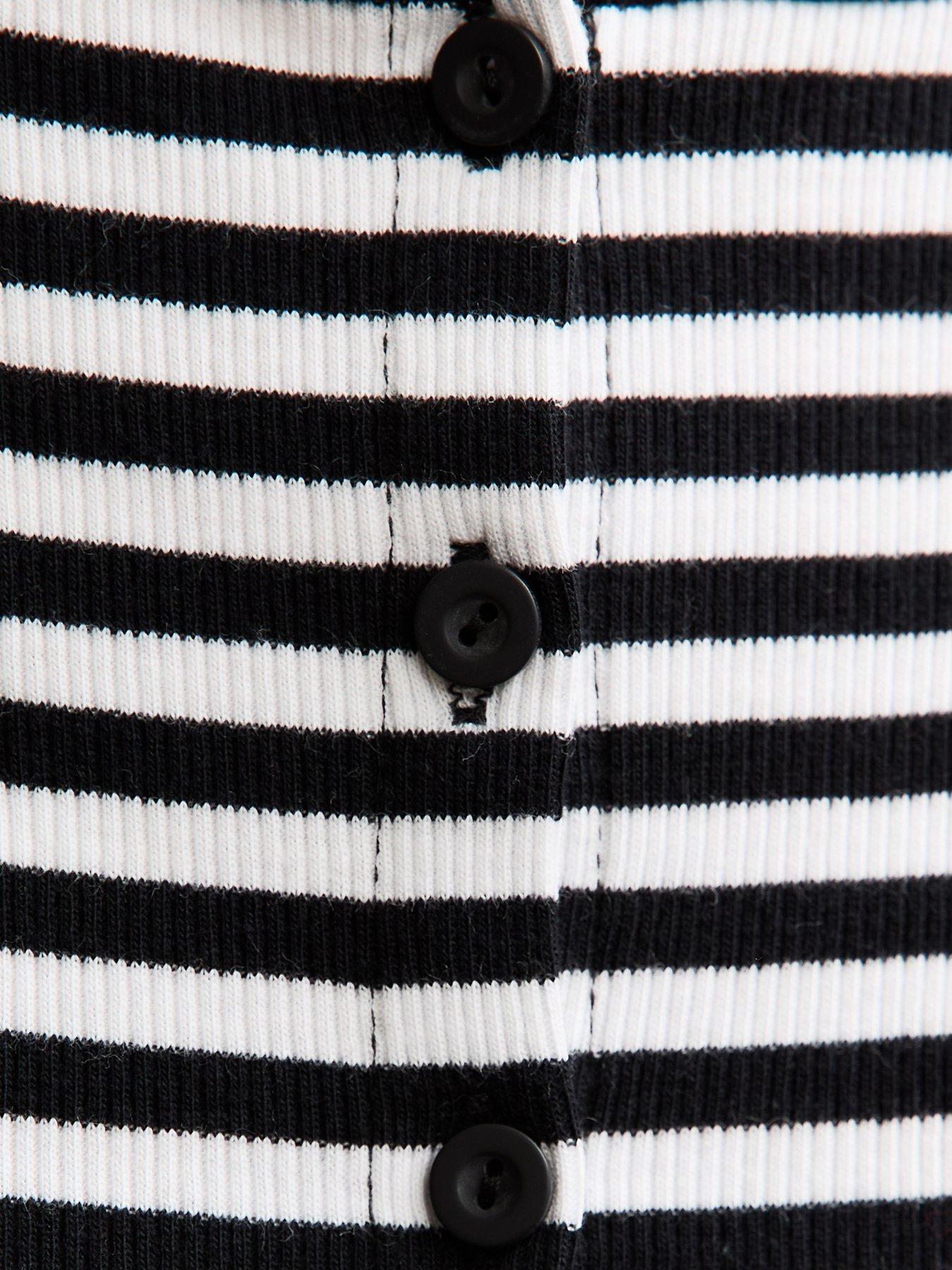 Image 5 of 5 of New Look Black Striped Button Up Long Sleeve Top