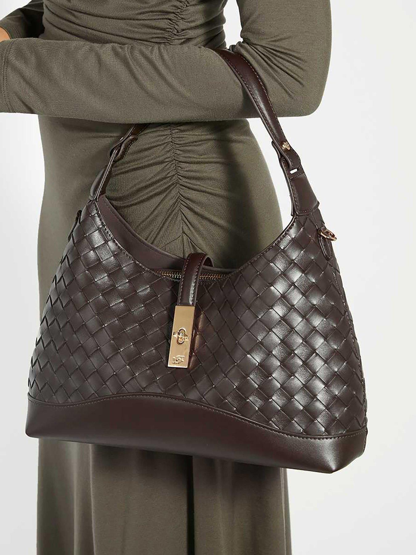 Dune London Dorset Medium Turnlock Shoulder Bag - Dark Brown