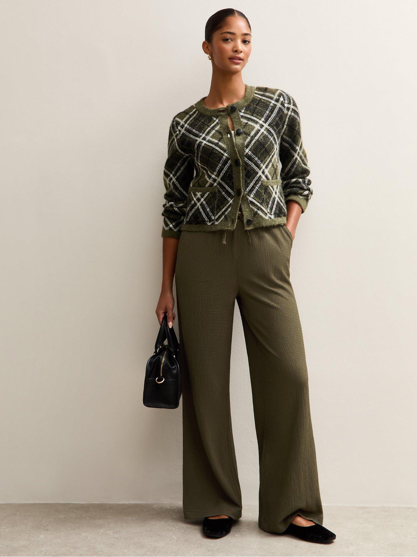 New Look Light Khaki Textured Wide Leg Trousers