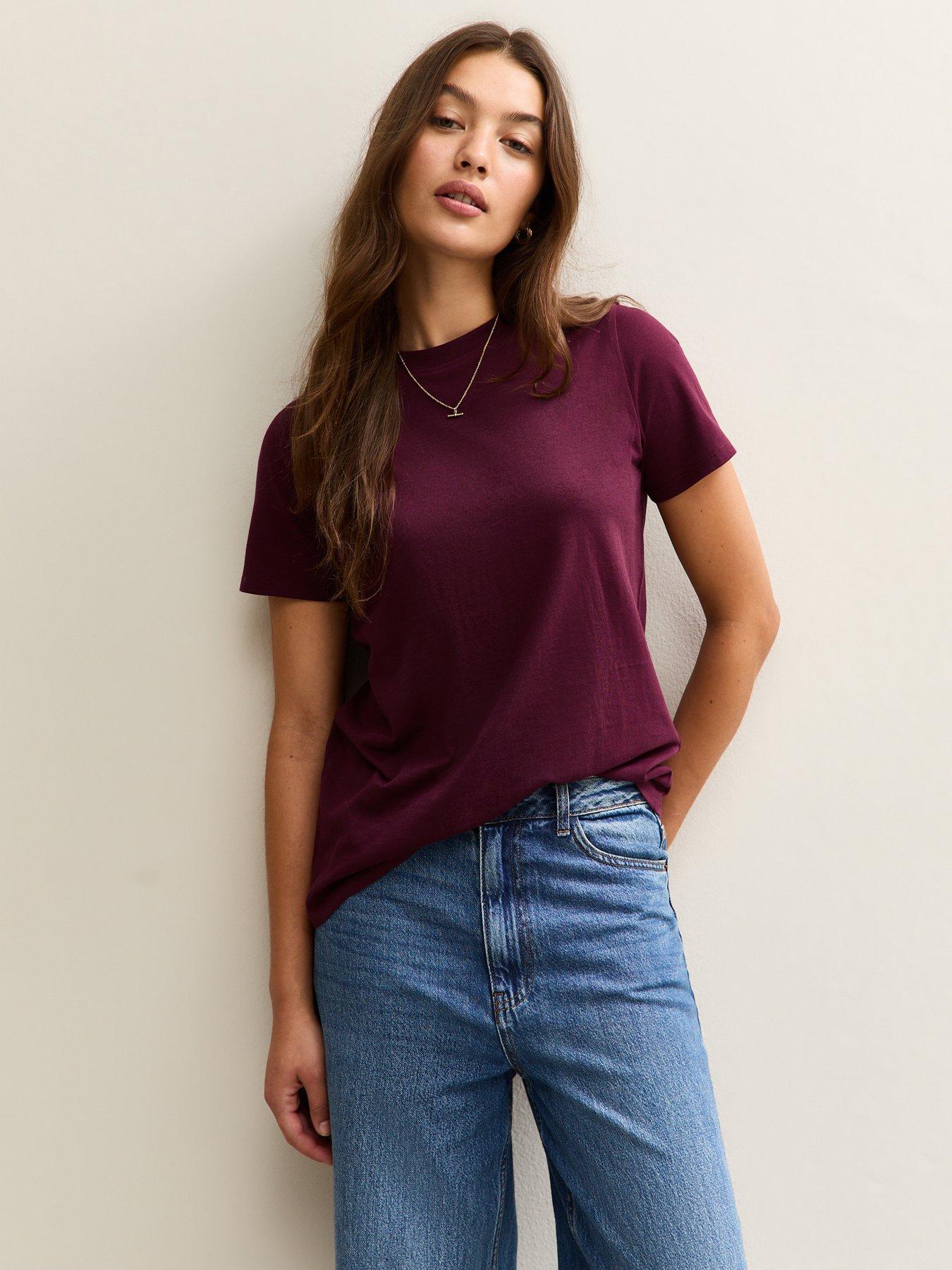 New Look Burgundy Relaxed Jersey T-Shirt