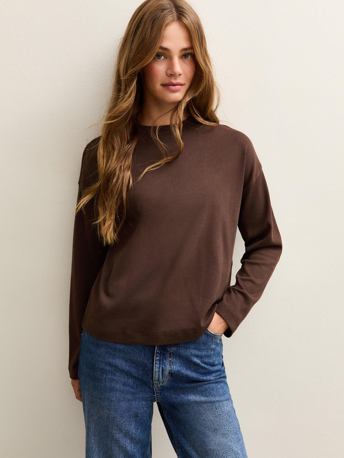 New Look Brown Premium Cotton Long Sleeve T-Shirt