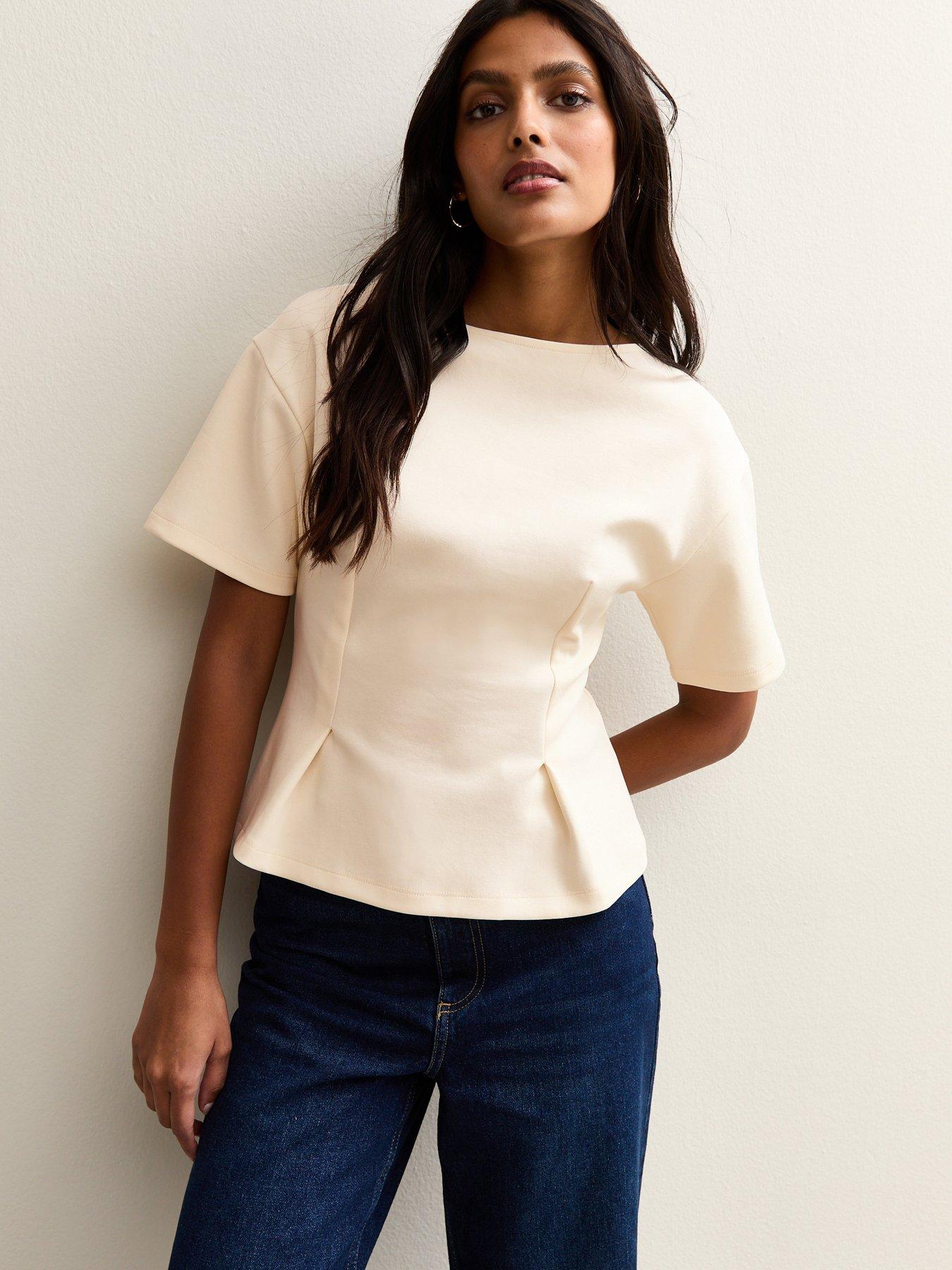 New Look White Stretch Jersey Ponte Fitted T-Shirt