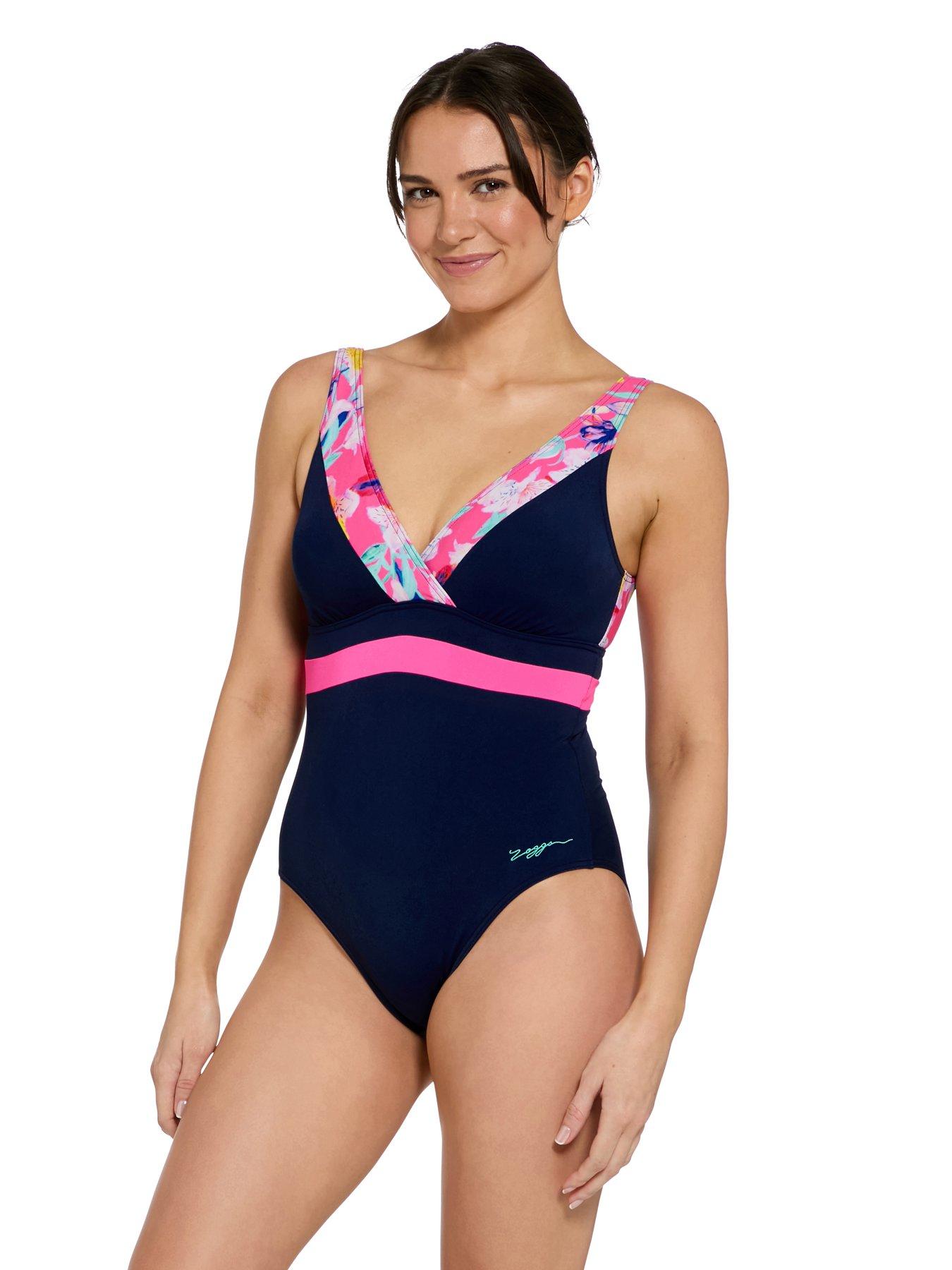 Zoggs Womens Swim Squareback (Back Panel) Swimsuit - Multi
