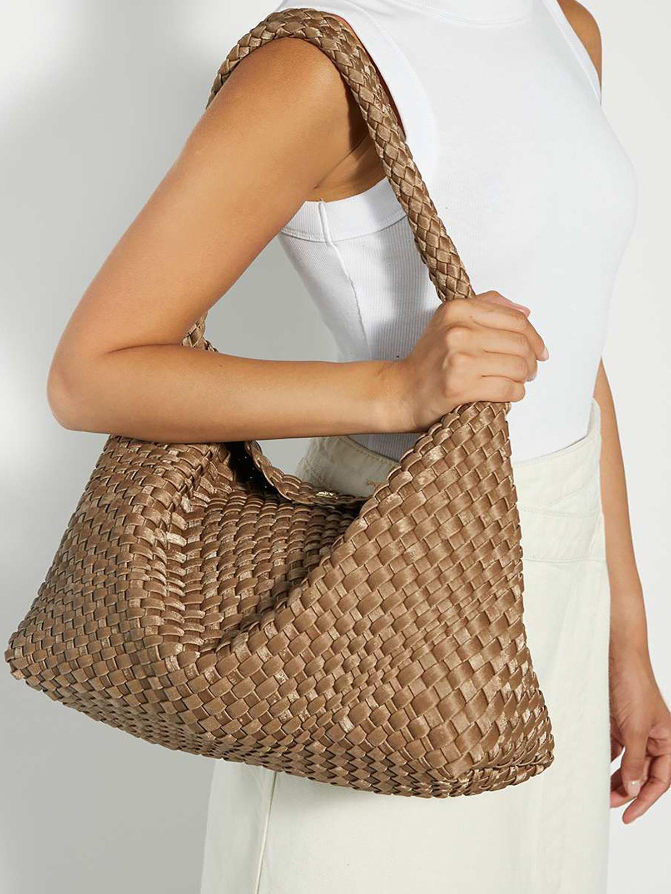 Dune London Deliberate Large Woven Slouch Bag - Dark Gold