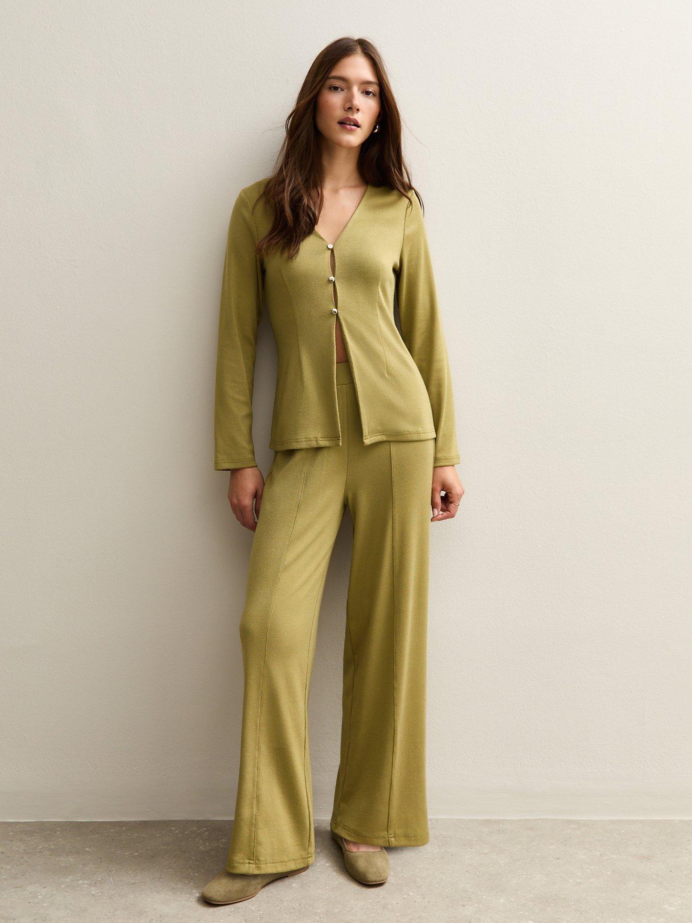 Image 1 of 5 of New Look Soft Touch Longline Cardigan - Khaki