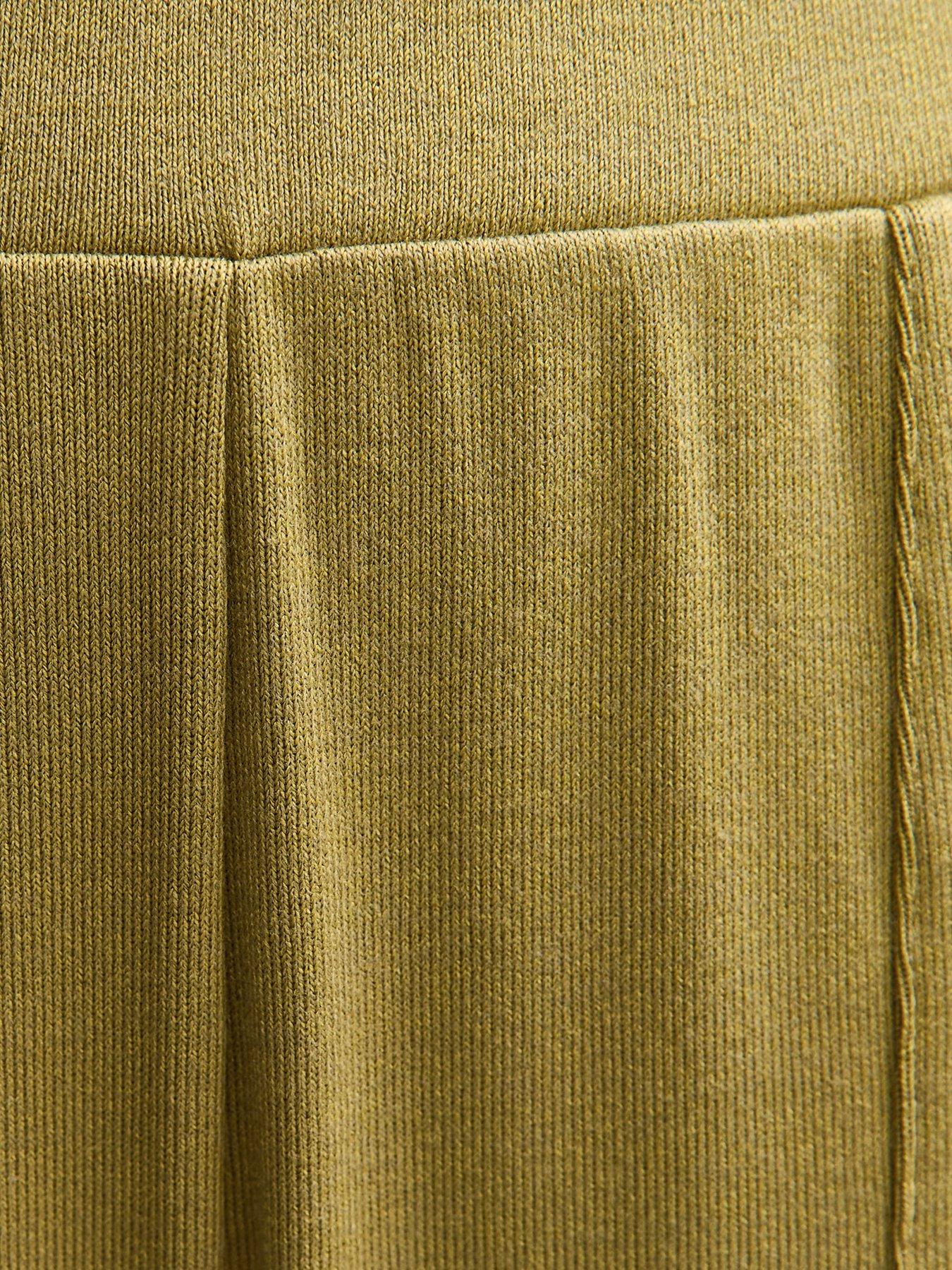 Image 5 of 5 of New Look Soft Touch Front Seam Wide Leg Trousers - Khaki
