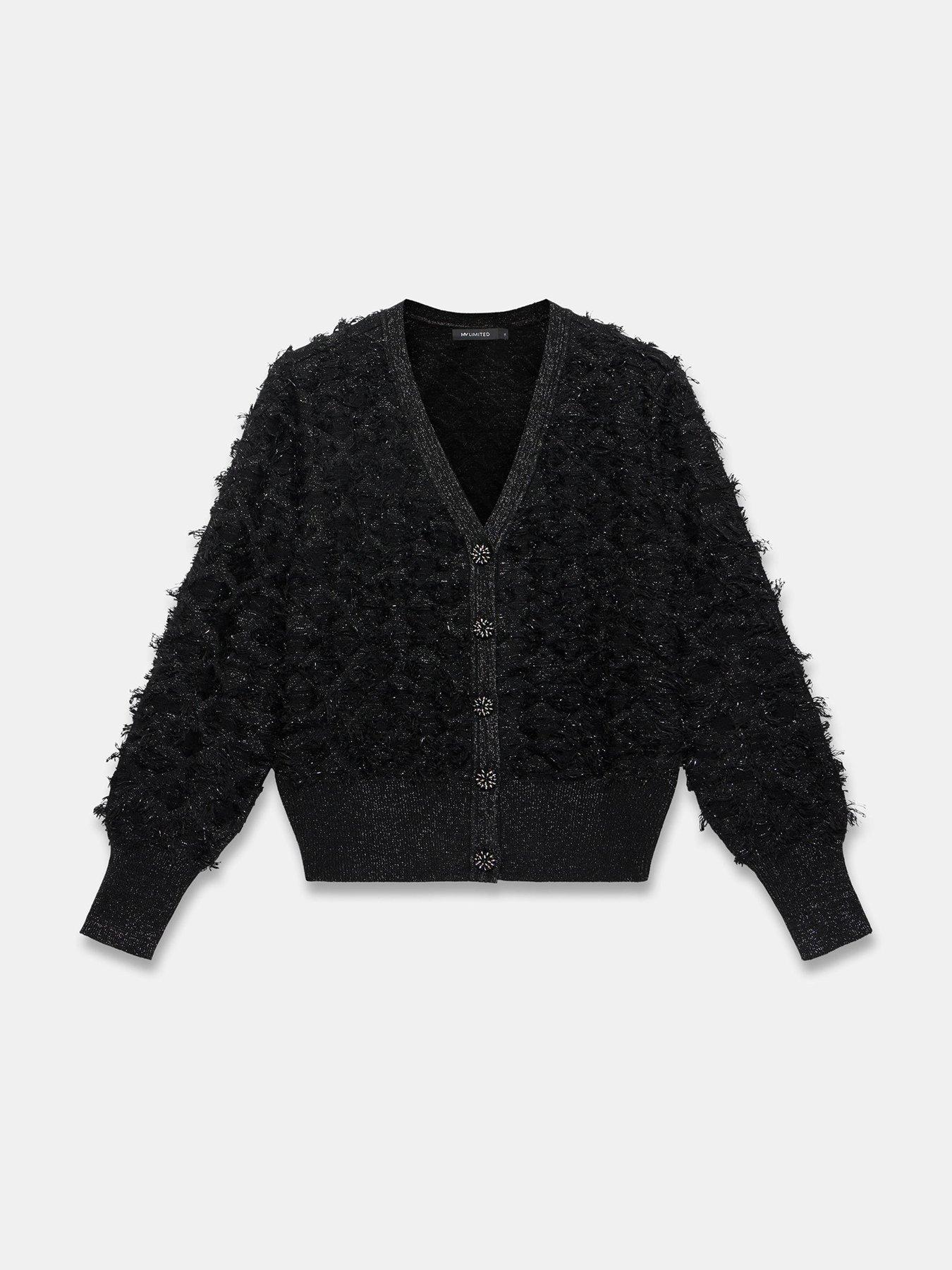 Mint Velvet Textured V Neck Cardigan - Black | Very