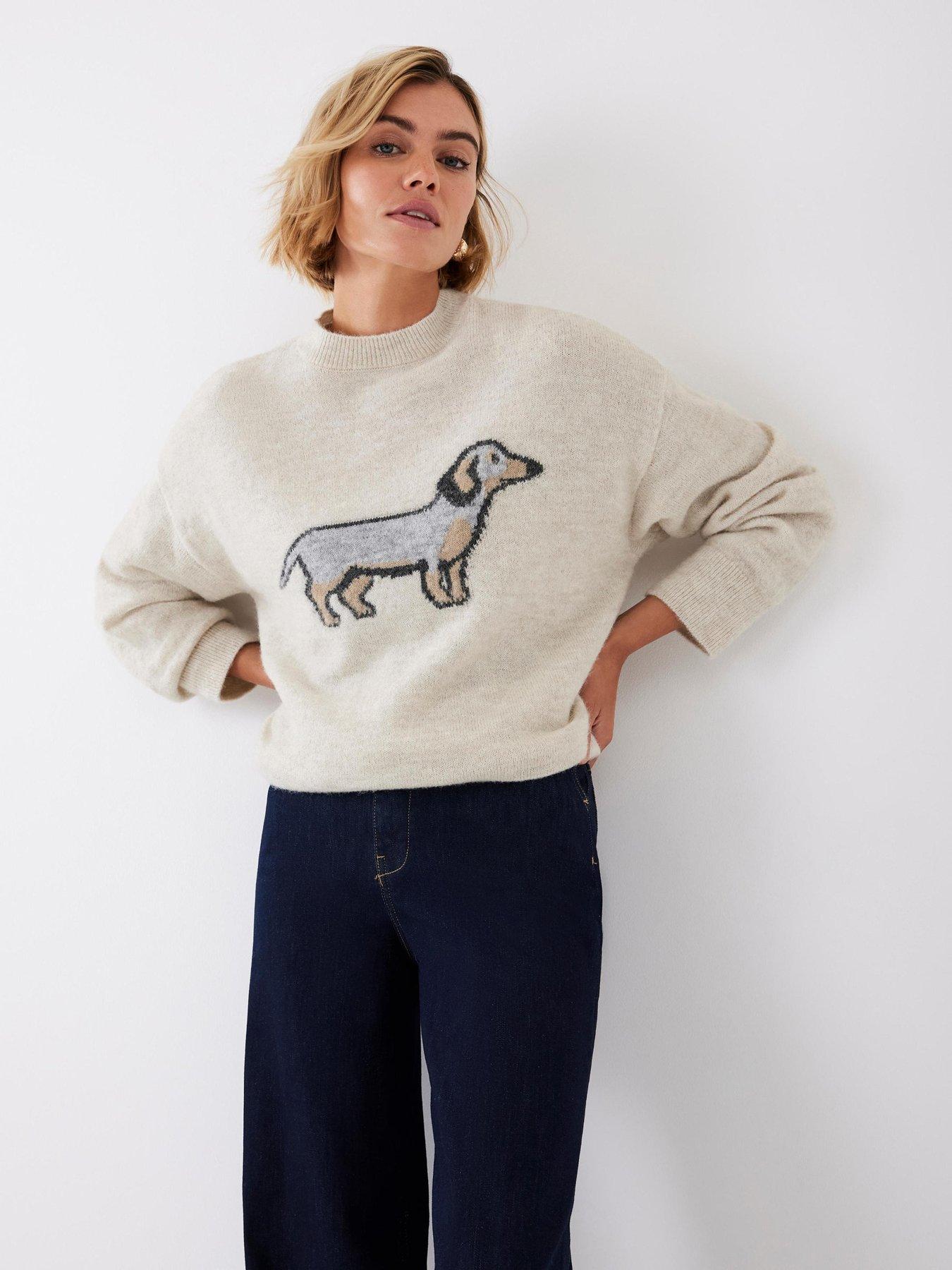 Image 1 of 6 of Mint Velvet Neutral Sausage Dog Jumper - Cream
