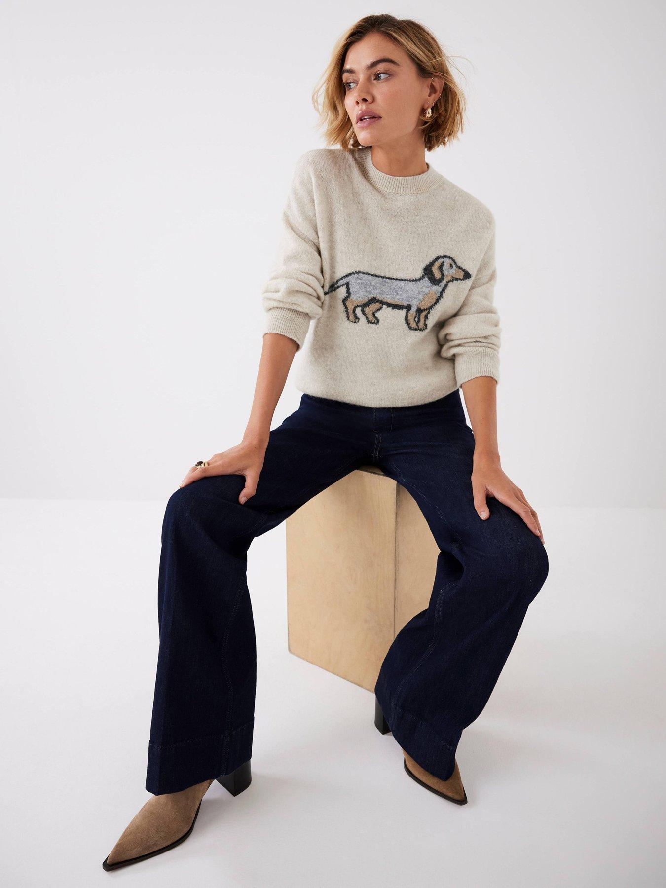 Image 4 of 6 of Mint Velvet Neutral Sausage Dog Jumper - Cream