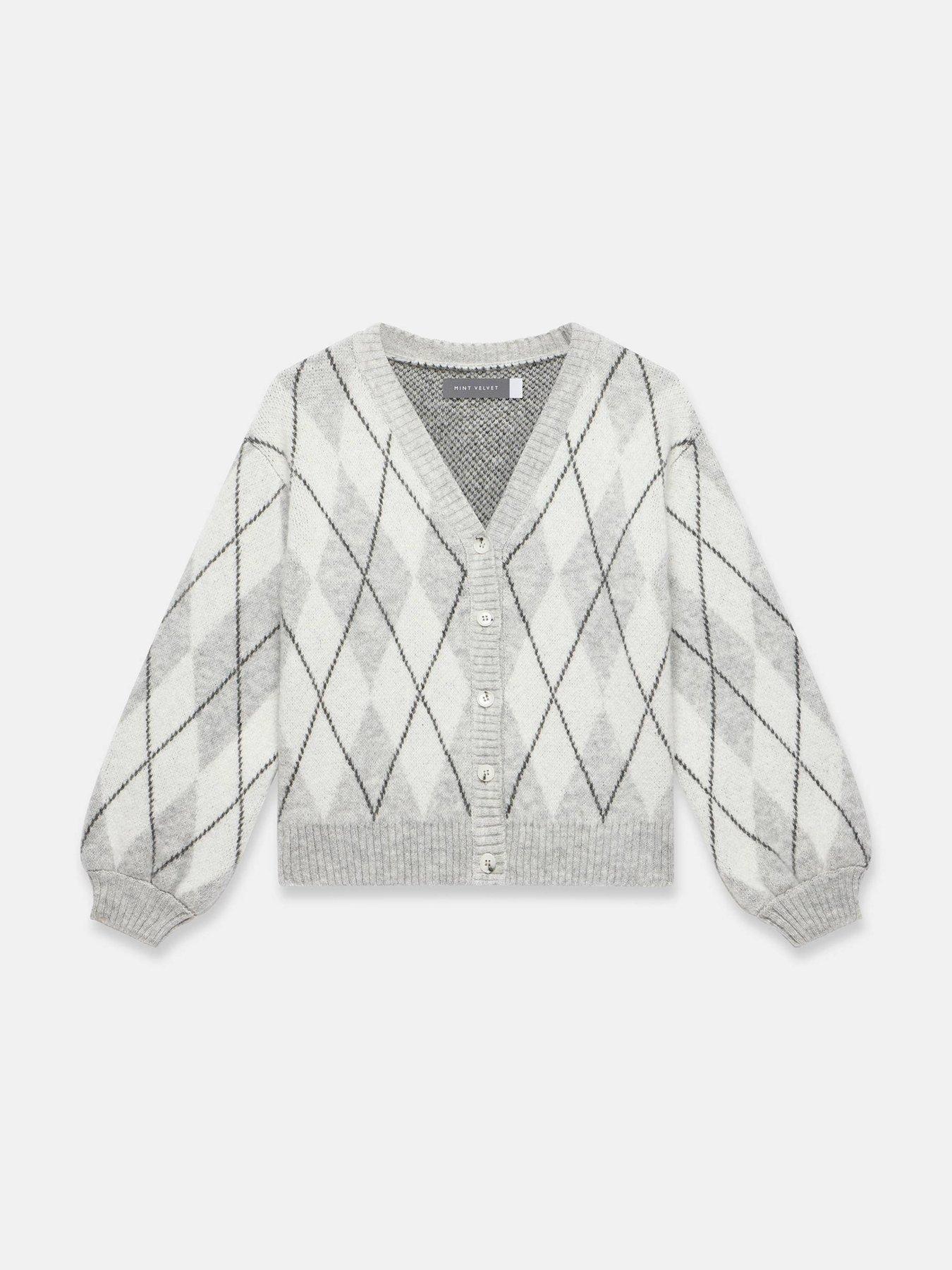 Image 5 of 6 of Mint Velvet Argyle Pattern Cardigan - Grey