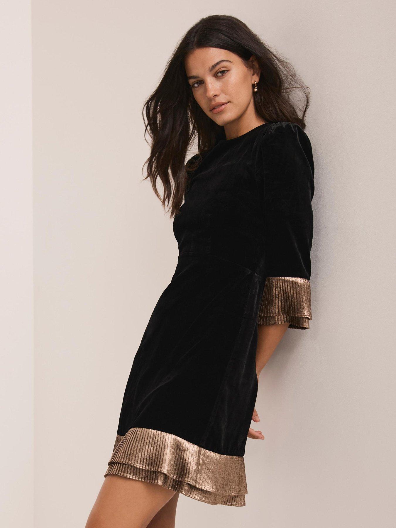 Mint Velvet Frill Detail Mini Dress - Black