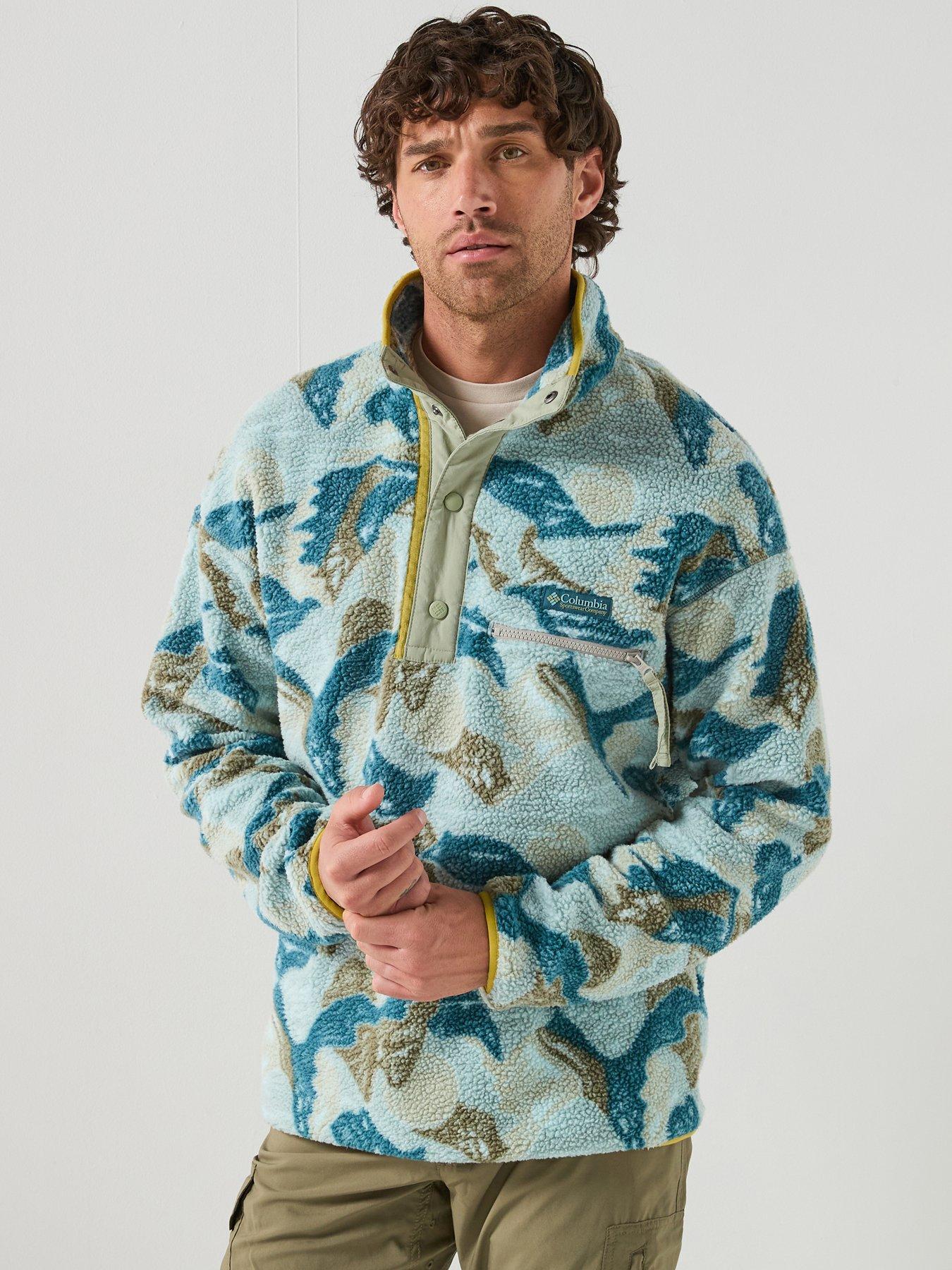 Columbia Mens Helvetia Ii Printed Half Snap Fleece, Green, Size 2Xl, Men