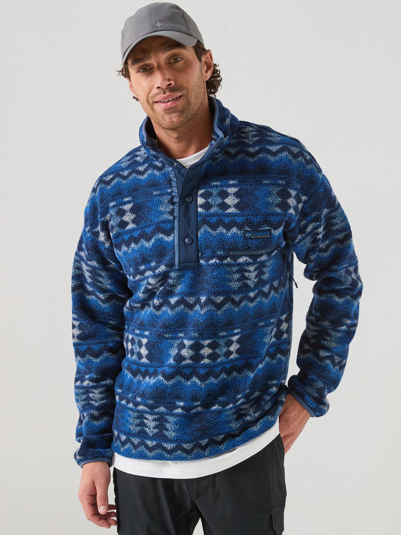 Columbia Mens Helvetia Ii Printed Half Snap Fleece, Blue, Size 2Xl, Men
