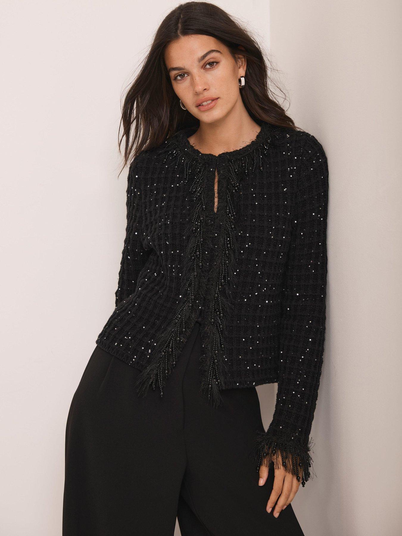 Mint Velvet Sequin Trim Jacket - Black