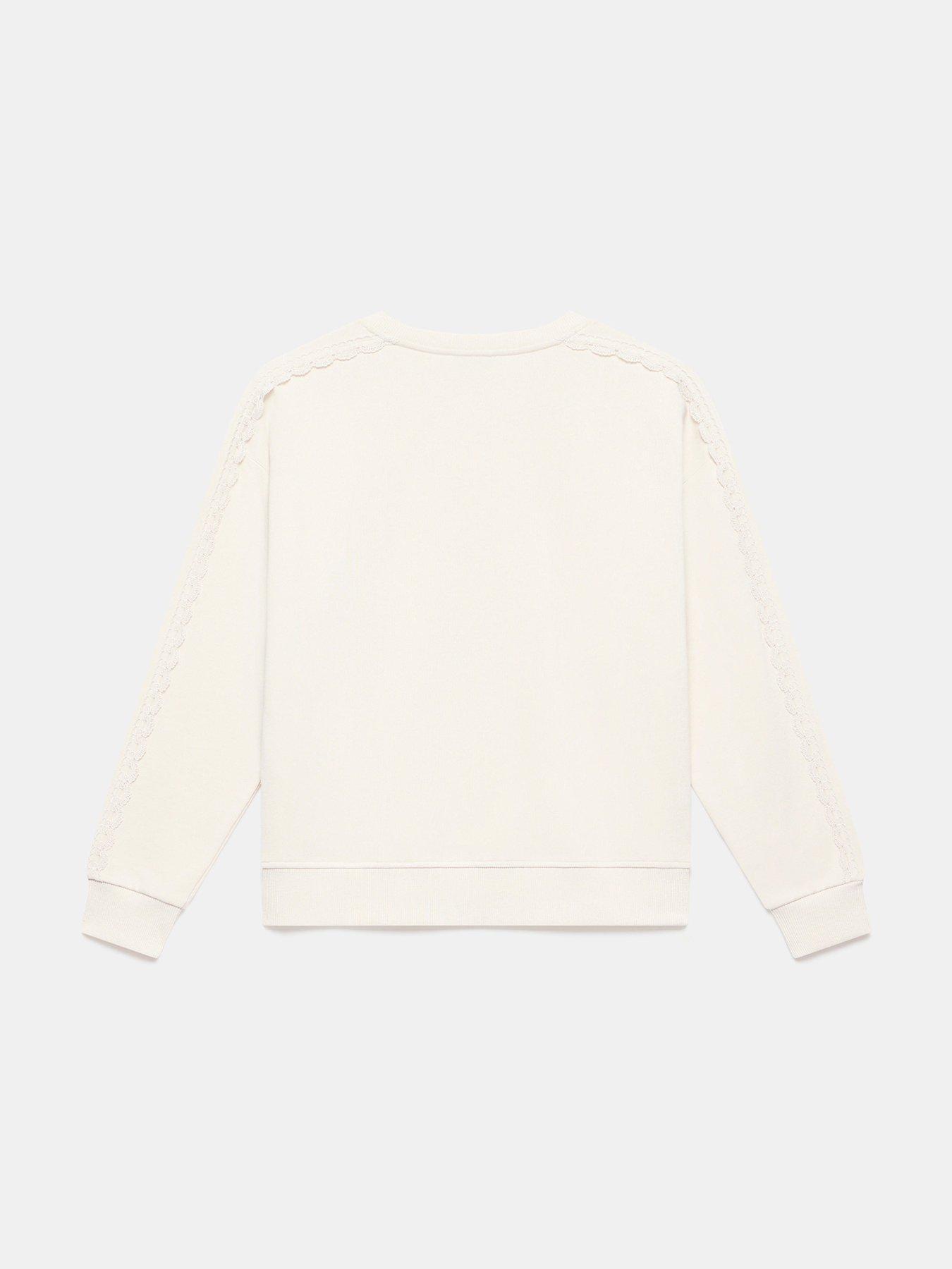 Image 6 of 6 of Mint Velvet Lace Trim Sweatshirt - Cream