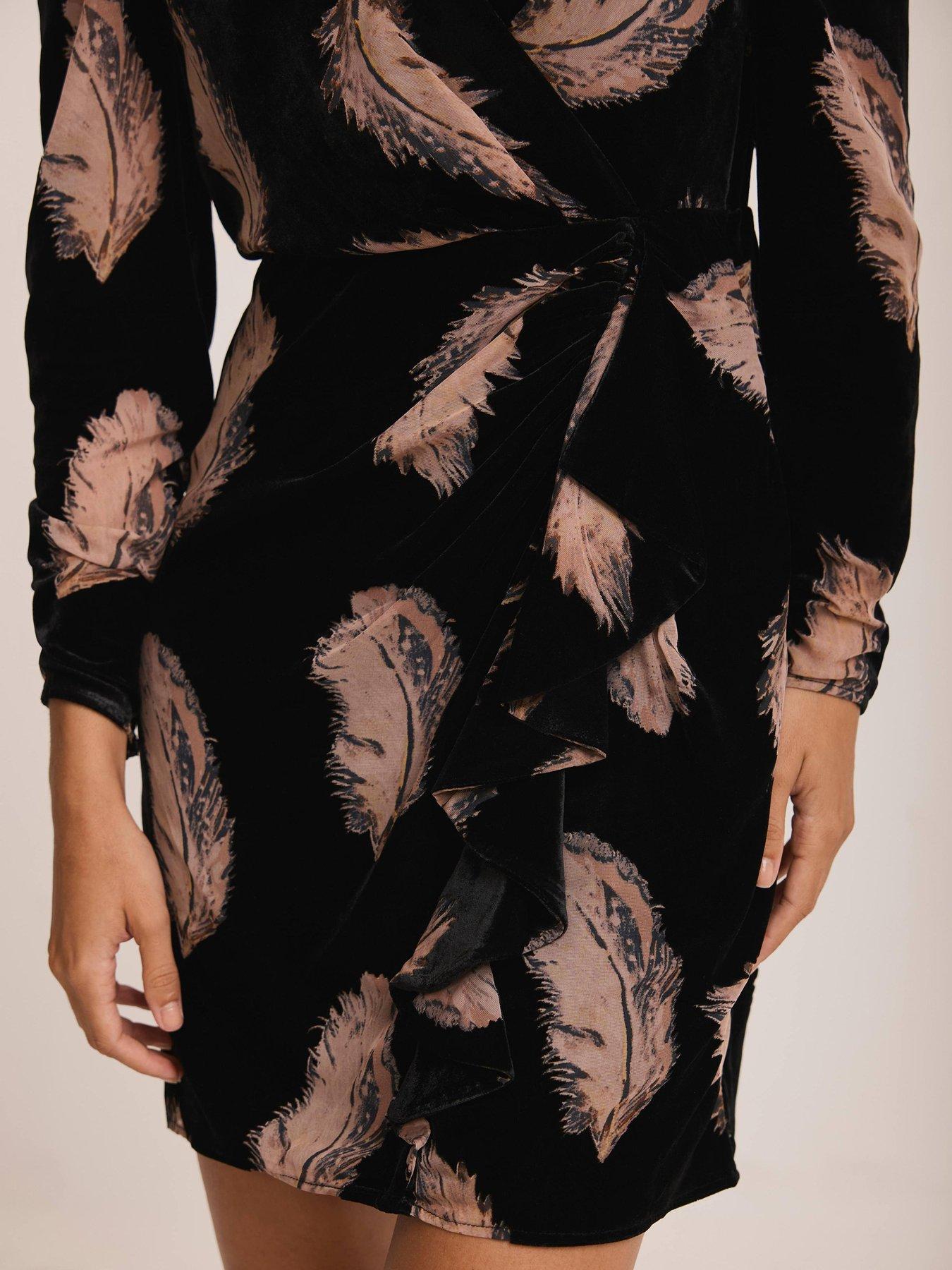 Mint Velvet Feather Print Dress - Black | Very