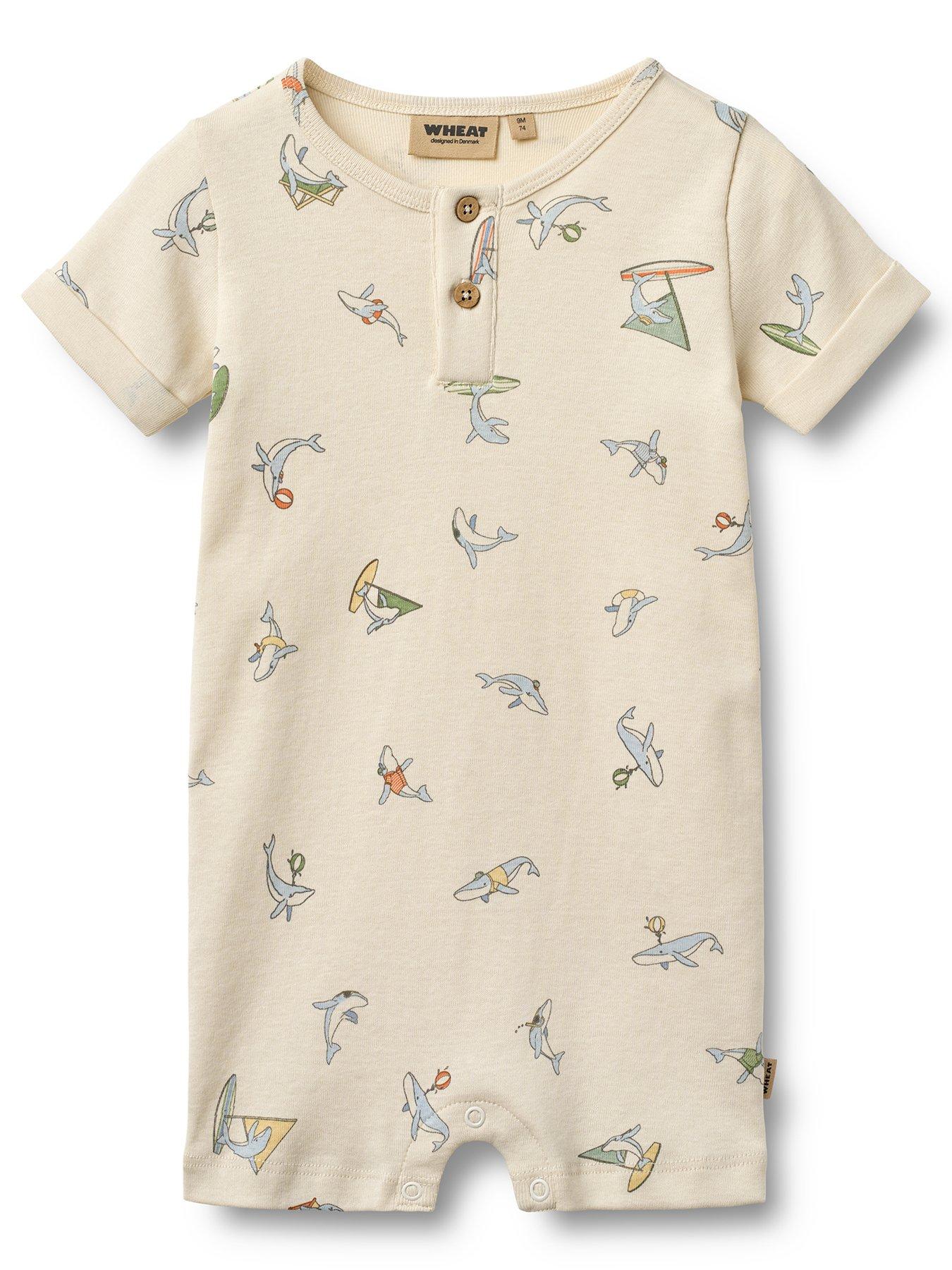 Wheat Baby Boys Printed Shorty Romper - Cream