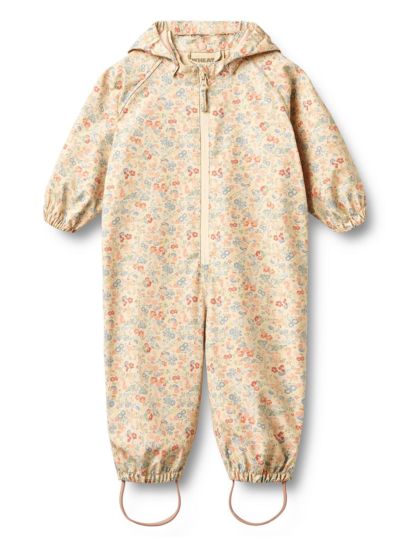 Image 1 of 4 of Wheat Girls Mika Flowers &amp; Seashell Printed Rainsuit - Pink