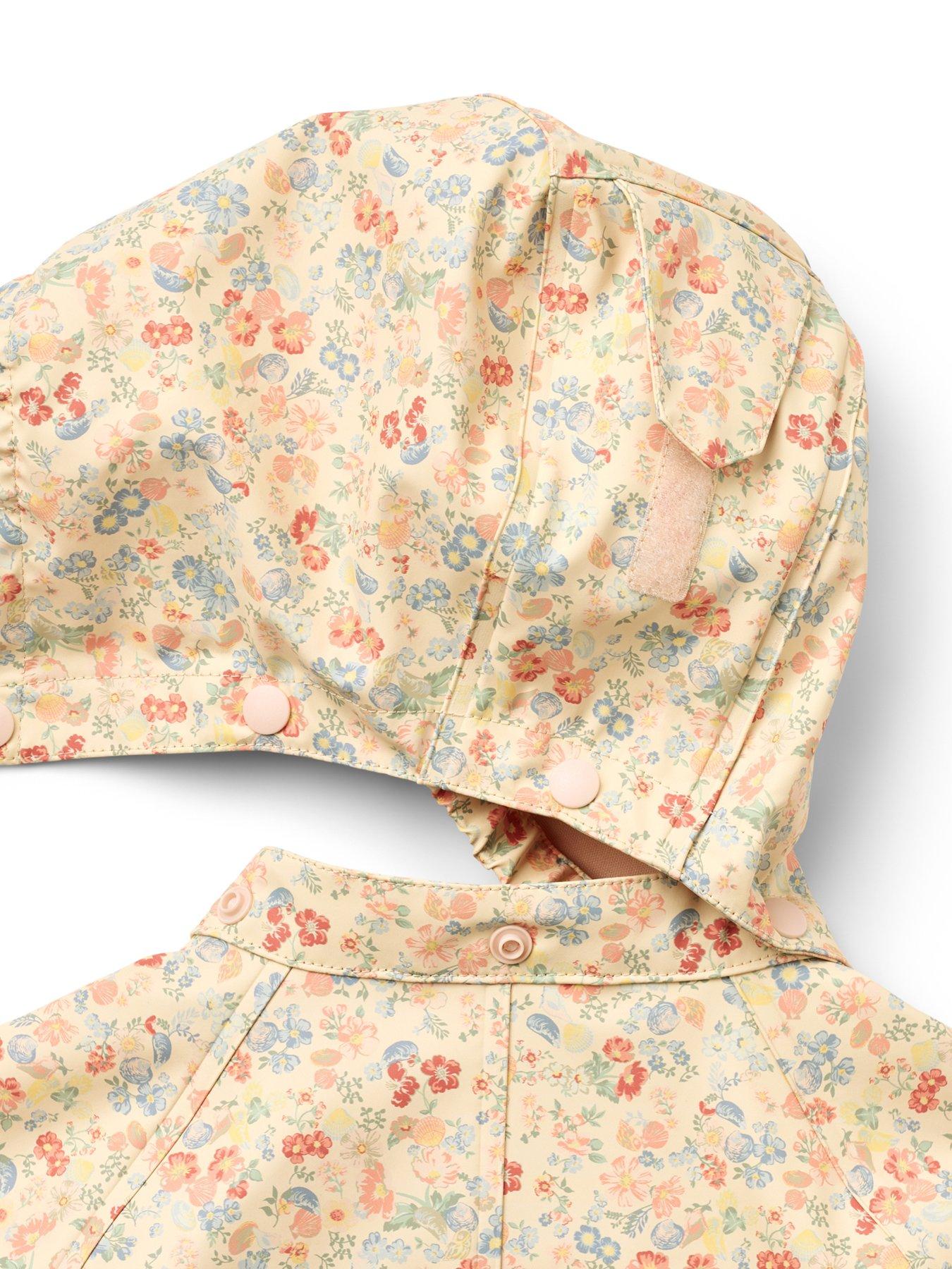 Image 4 of 4 of Wheat Girls Mika Flowers &amp; Seashell Printed Rainsuit - Pink