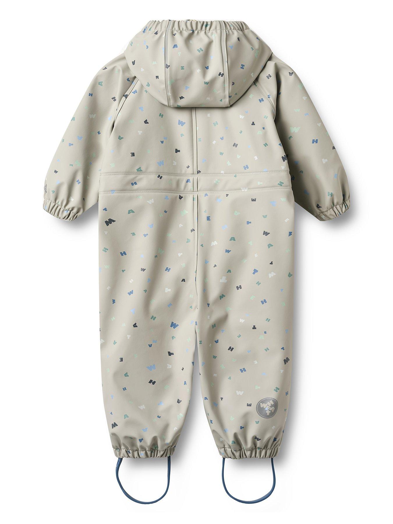 Image 3 of 5 of Wheat Boys Mike Letters Printed Rainsuit - Grey