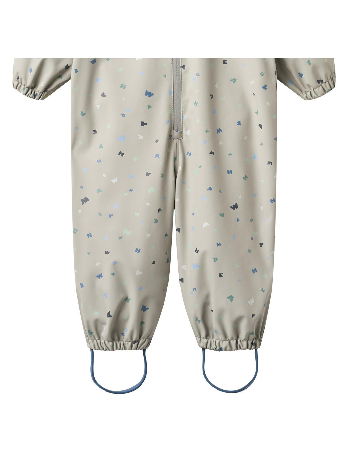 Image 5 of 5 of Wheat Boys Mike Letters Printed Rainsuit - Grey