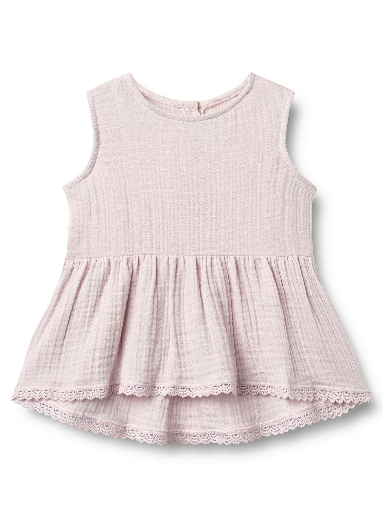 Image 1 of 3 of Wheat Girls Cheesecloth Co-ord Sleeveless Blouse - Purple