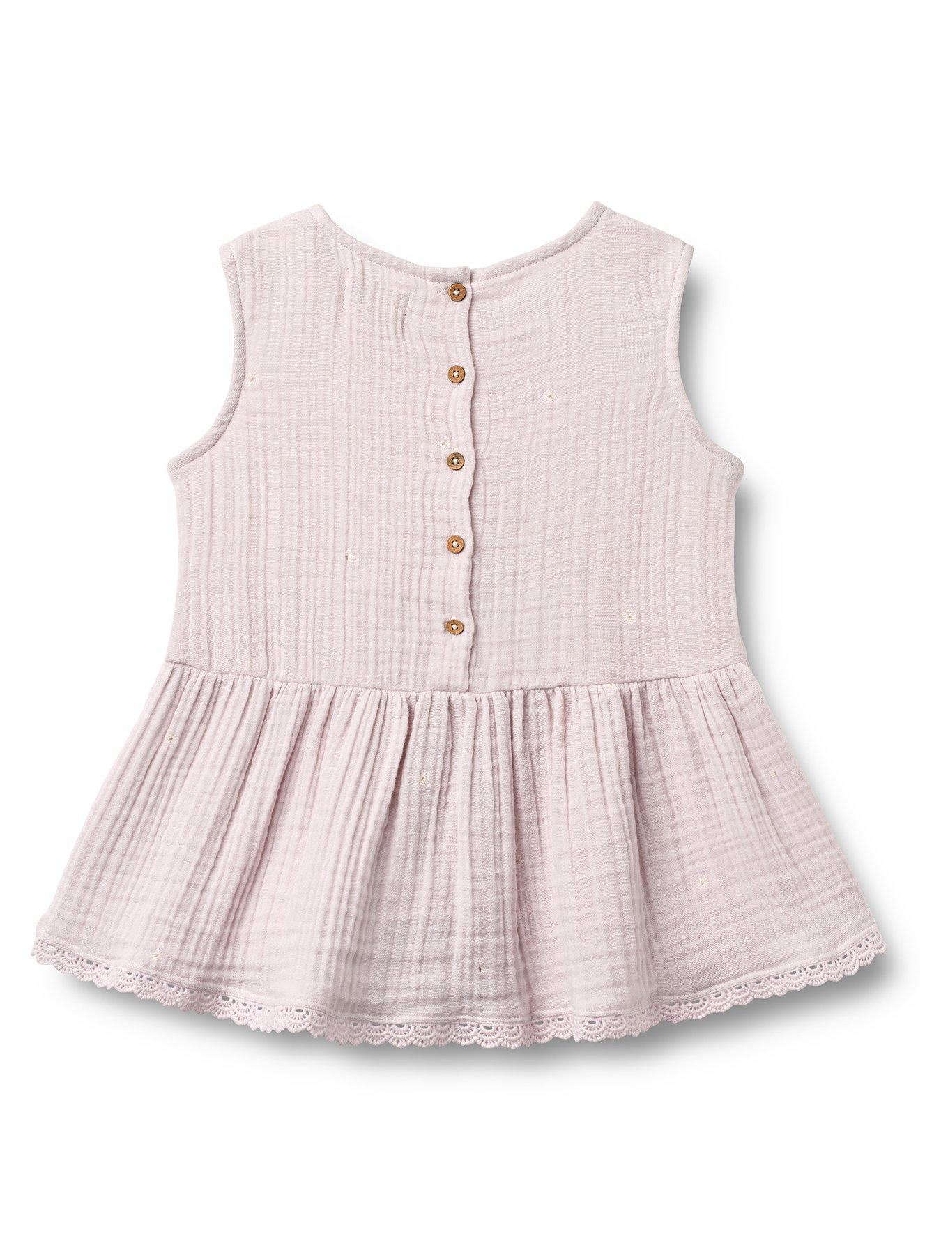 Image 2 of 3 of Wheat Girls Cheesecloth Co-ord Sleeveless Blouse - Purple