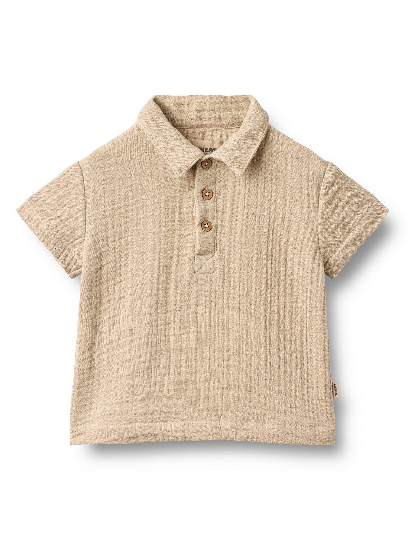 Wheat Baby Boys Sibling Cheesecloth Co-ord Short Sleeve Shirt - Beige