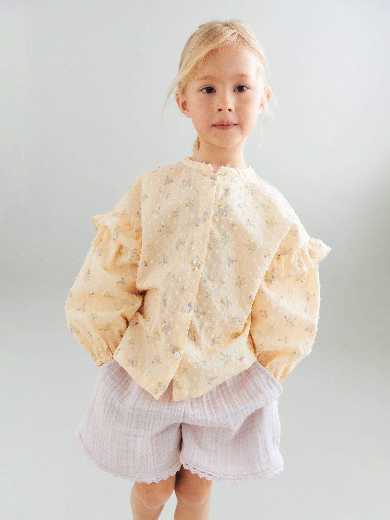 Wheat Girls Long Sleeve Floral Blouse - Yellow
