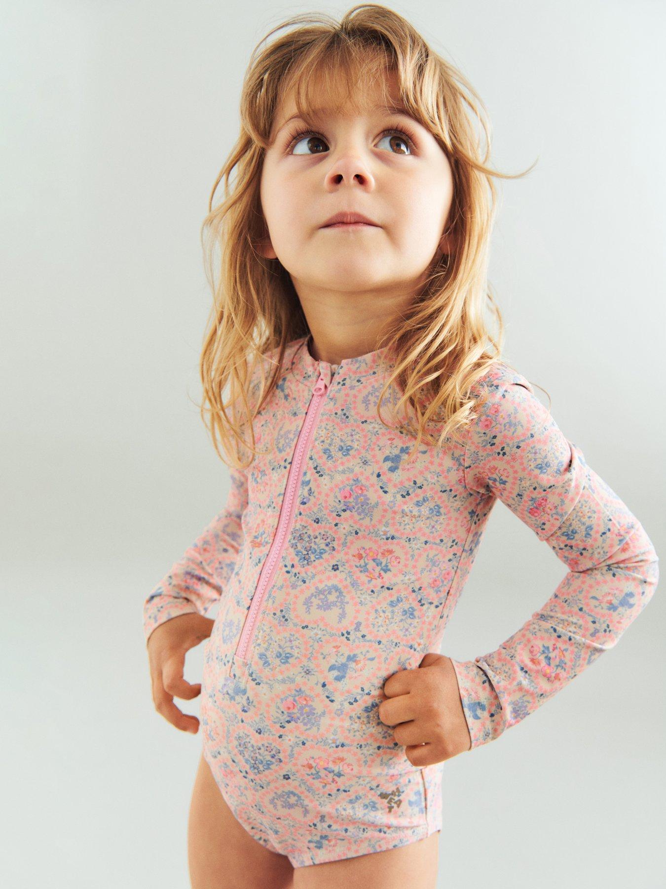 Wheat Girls Margot Long Sleeve Floral Swimsuit - Pink